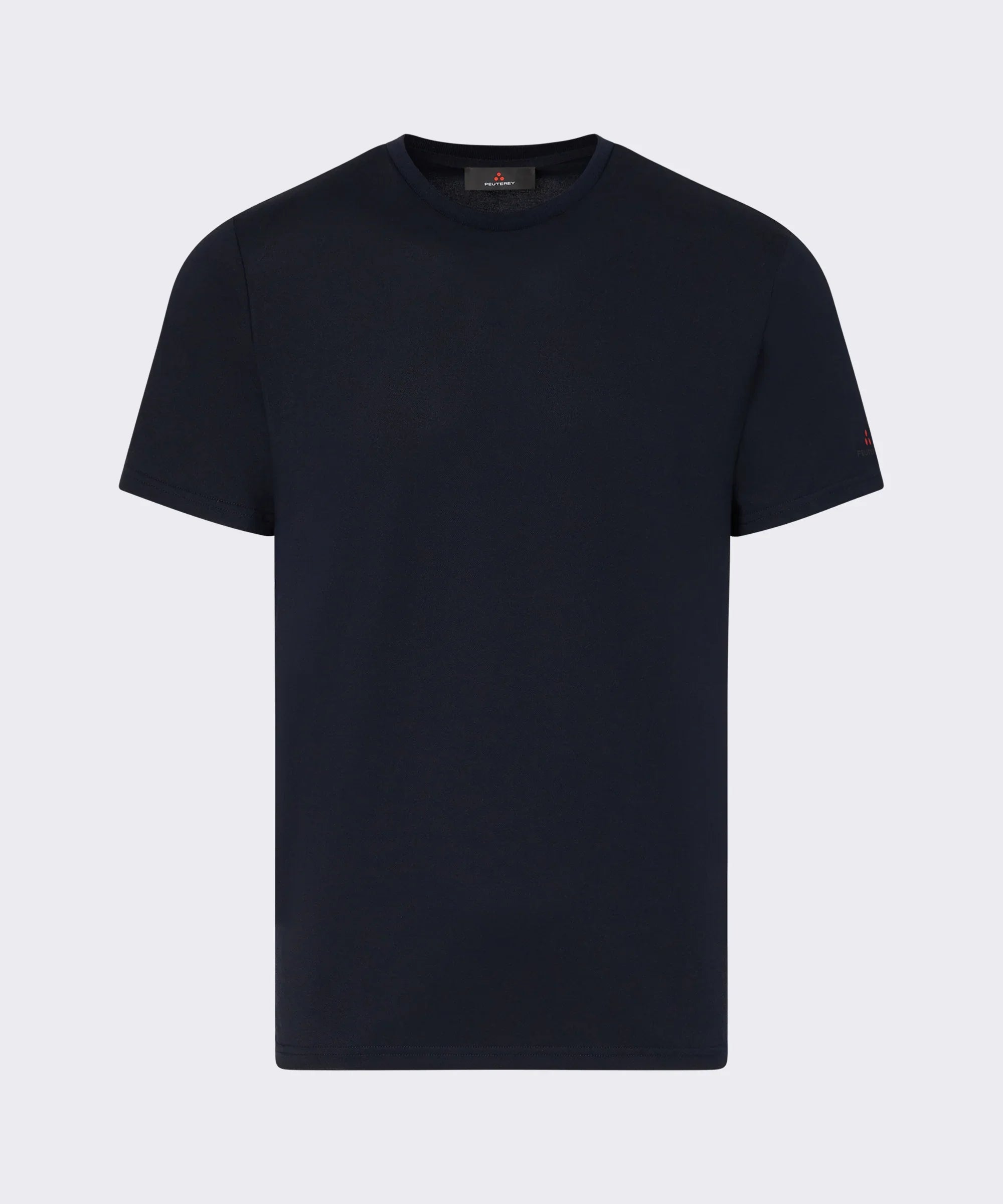 T-shirt uomo nera in cotone a manica corta, stile minimal, collezione moda casual.