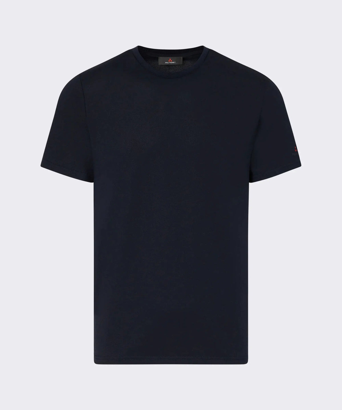 T-shirt uomo nera in cotone a manica corta, stile minimal, collezione moda casual.