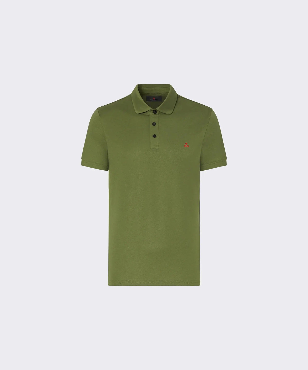 Polo uomo verde oliva manica corta in cotone con logo rosso, moda casual elegante