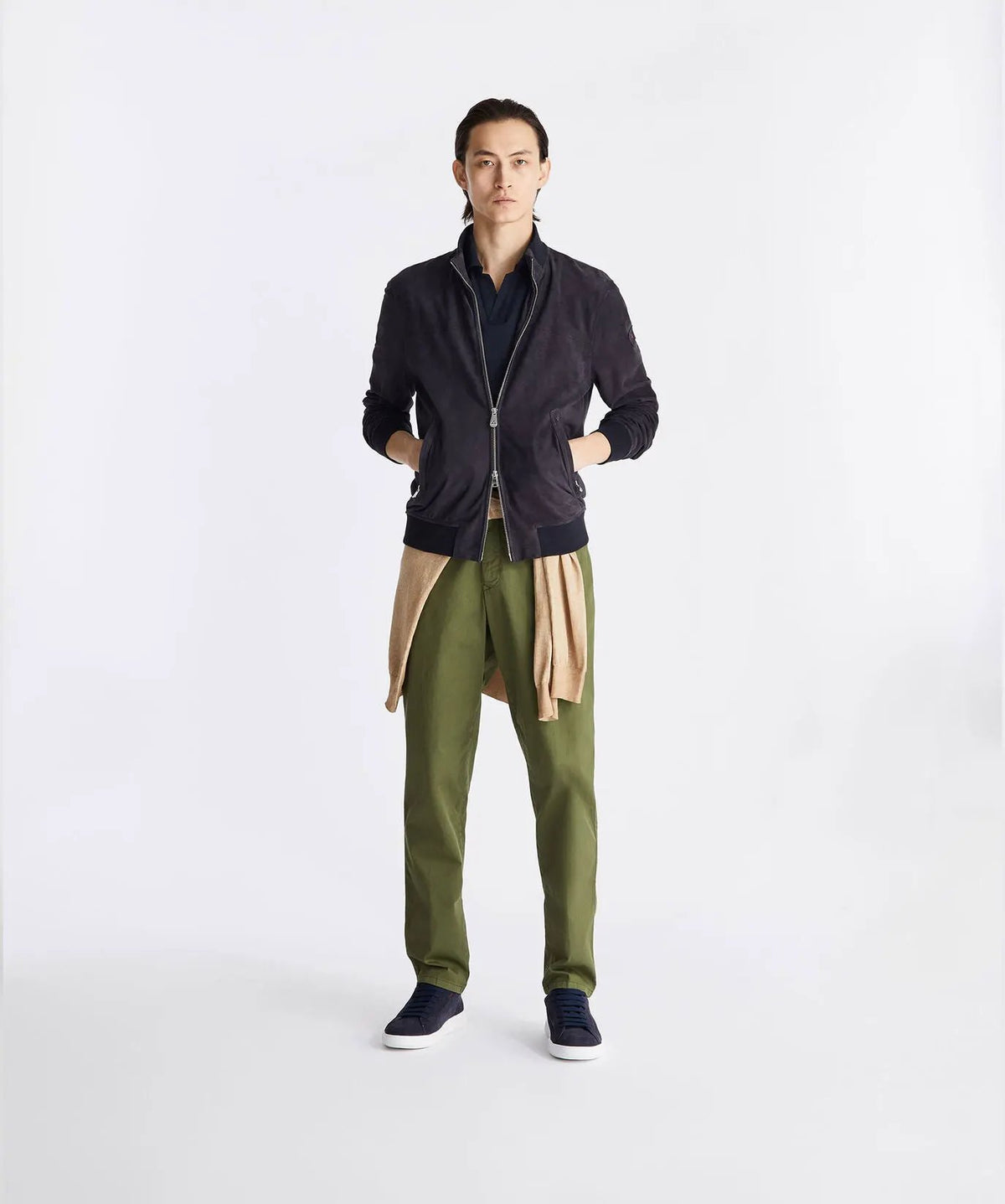 Giacca bomber Peuterey Sands Suede blu grafite - vista frontale
