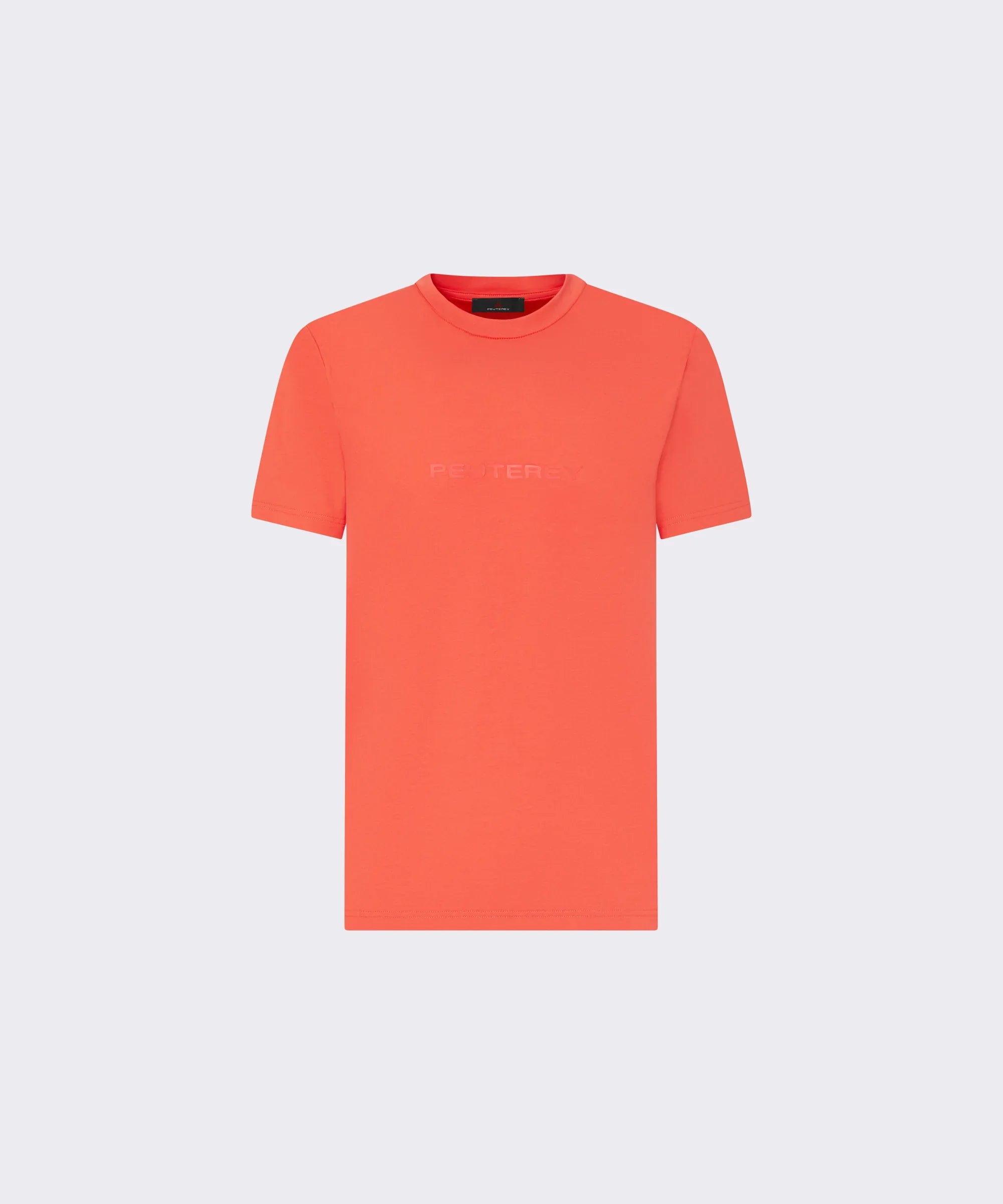 T-shirt uomo arancione corallo a manica corta con logo Peuterey frontale, stile casual