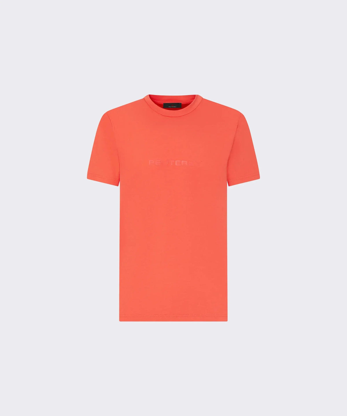 T-shirt uomo arancione corallo a manica corta con logo Peuterey frontale, stile casual