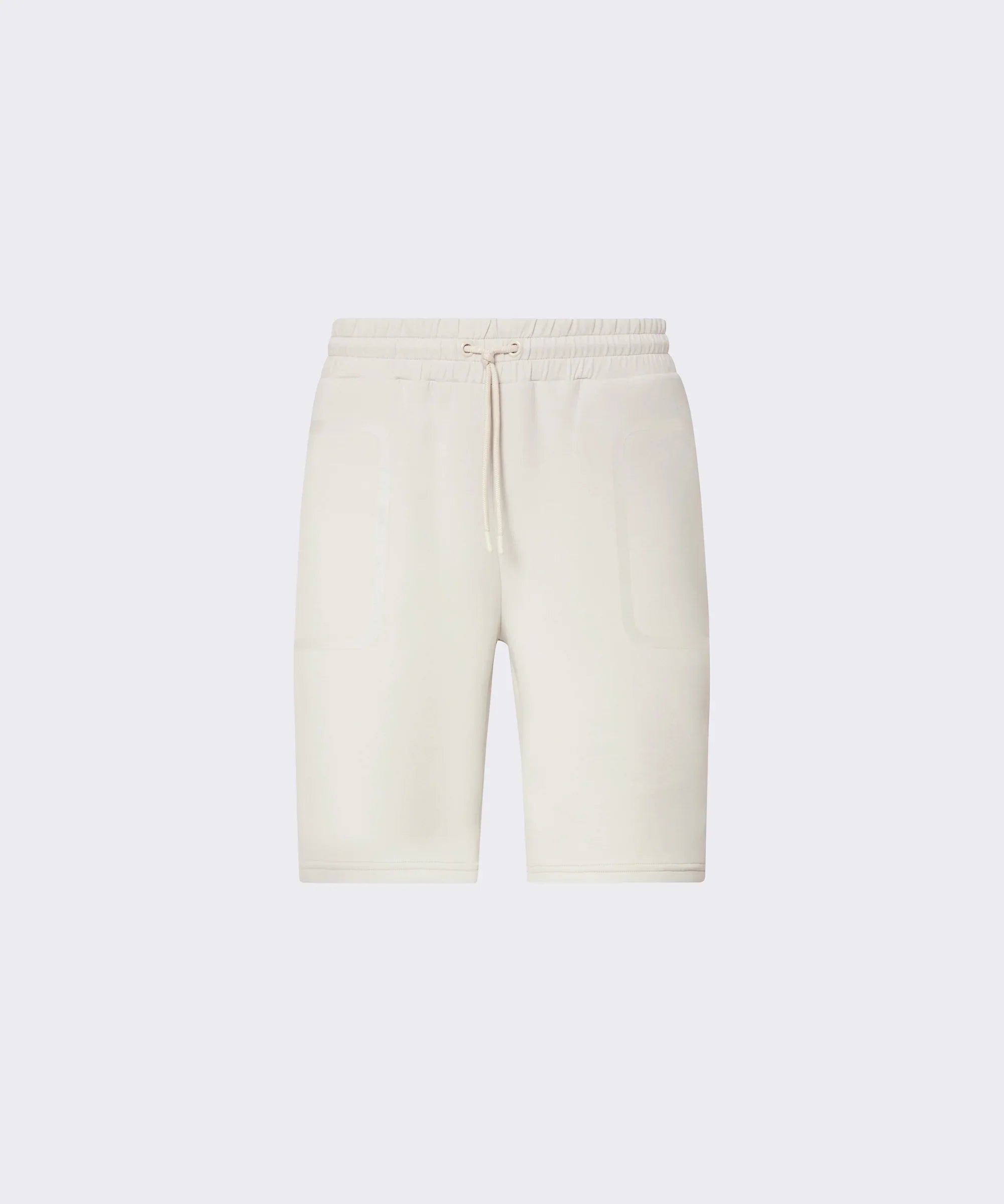 Bermuda uomo panna in cotone con elastico e coulisse, stile casual, tasche laterali.