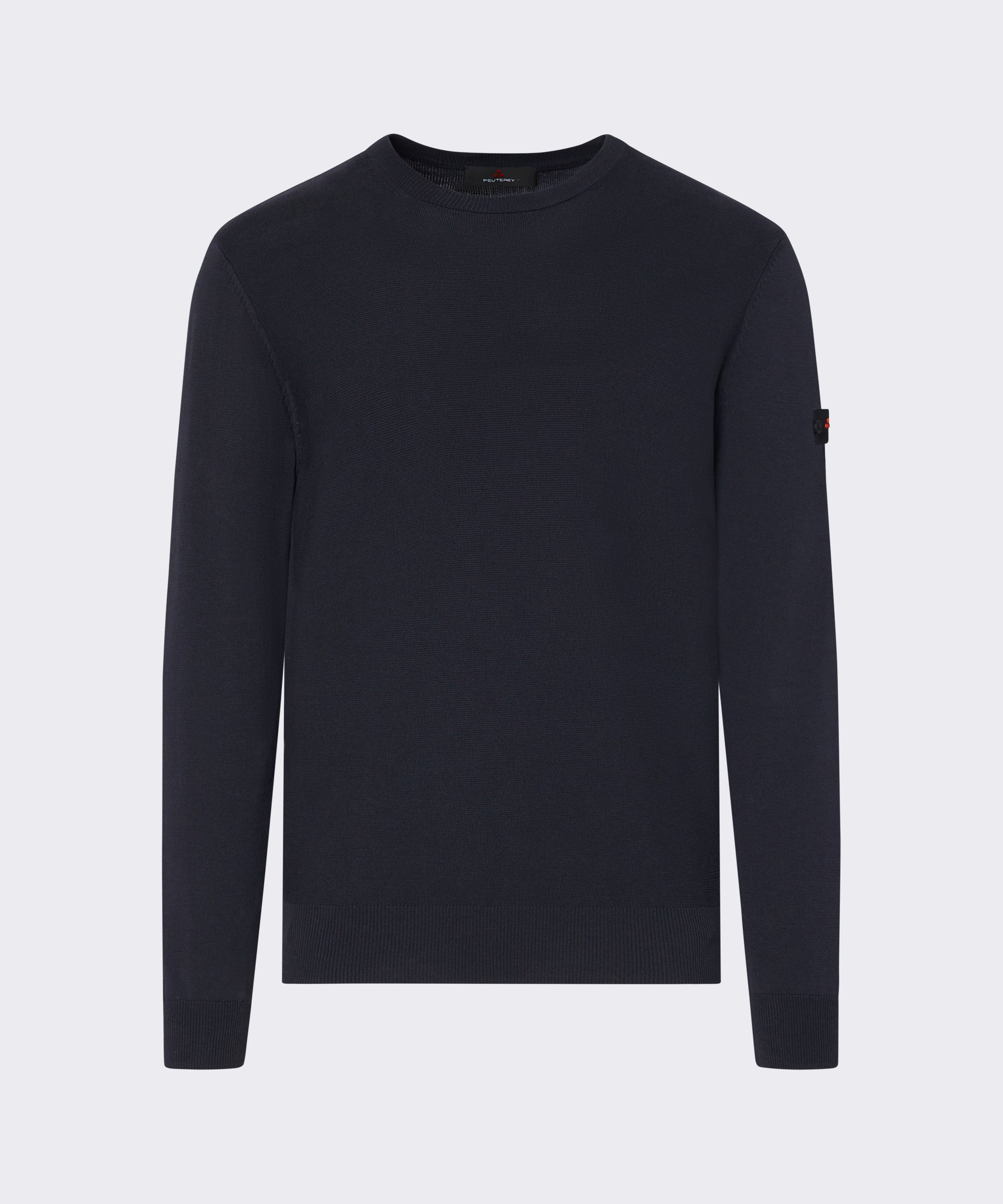 Maglia in maglia PEUTEREY Ganna 03 KNIT con collo a giro, tinta unita, colore grigio chiaro, vista frontale.