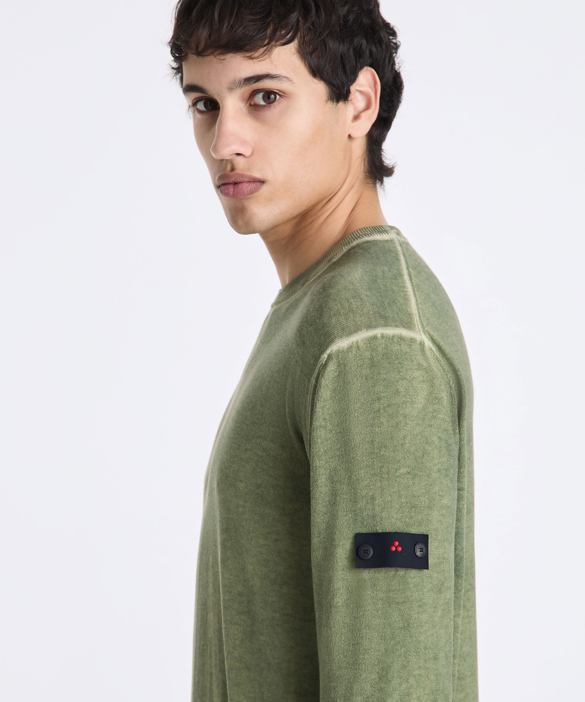 Maglione PEUTEREY PEU5841 471 KNIT RACE FRS 02, dettaglio del tessuto in maglia e design sportivo.