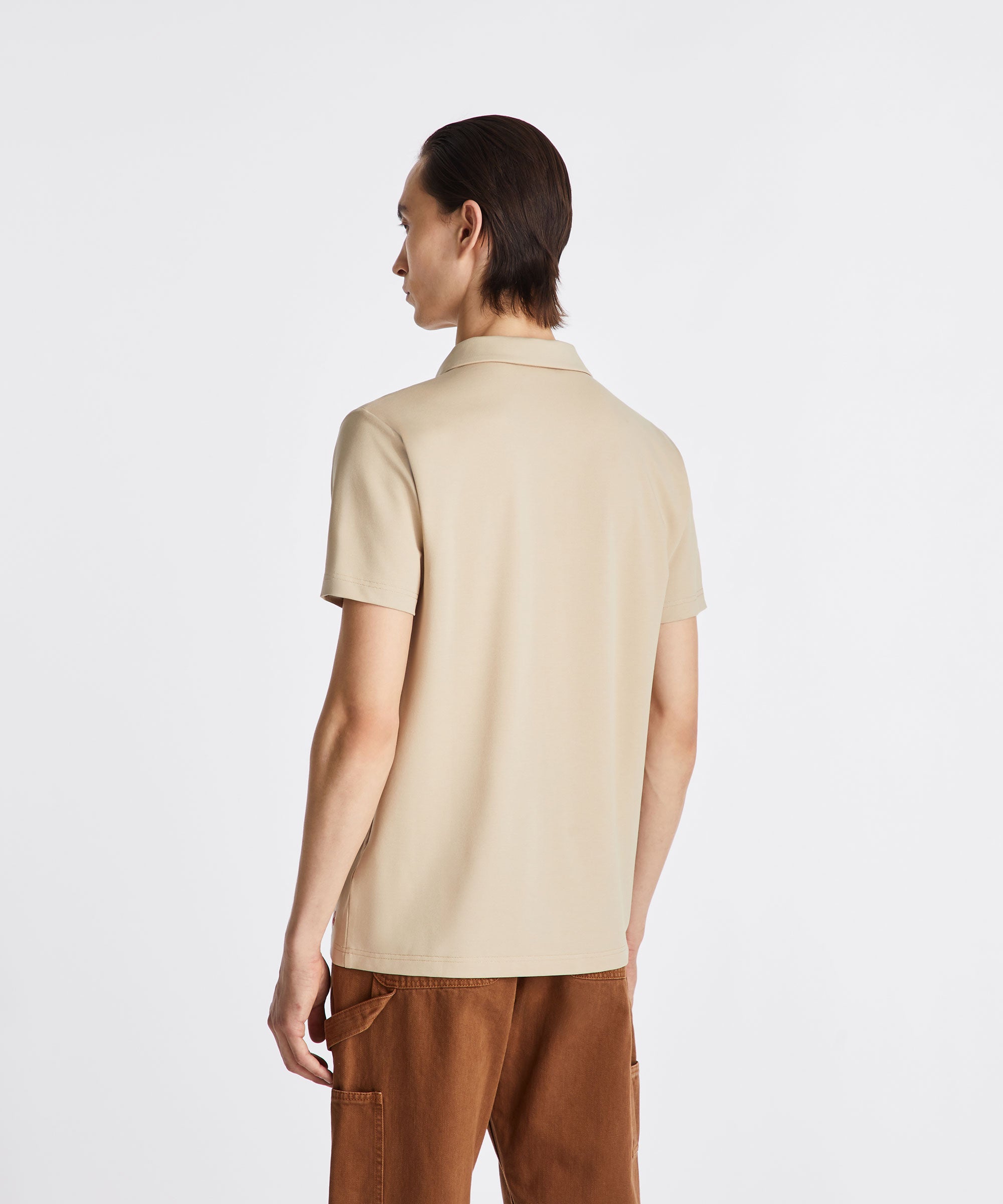 Camicia polo PEUTEREY New Helgo in tessuto leggero con colletto, colore blu, dettaglio frontale con bottoni.