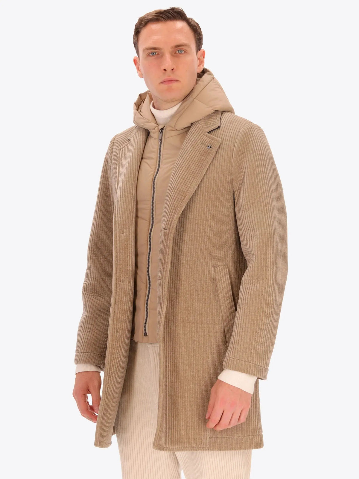 Cappotto DISTRETTO12 Alba CP1316T0499 Cacha sabbia - Vista frontale aperta