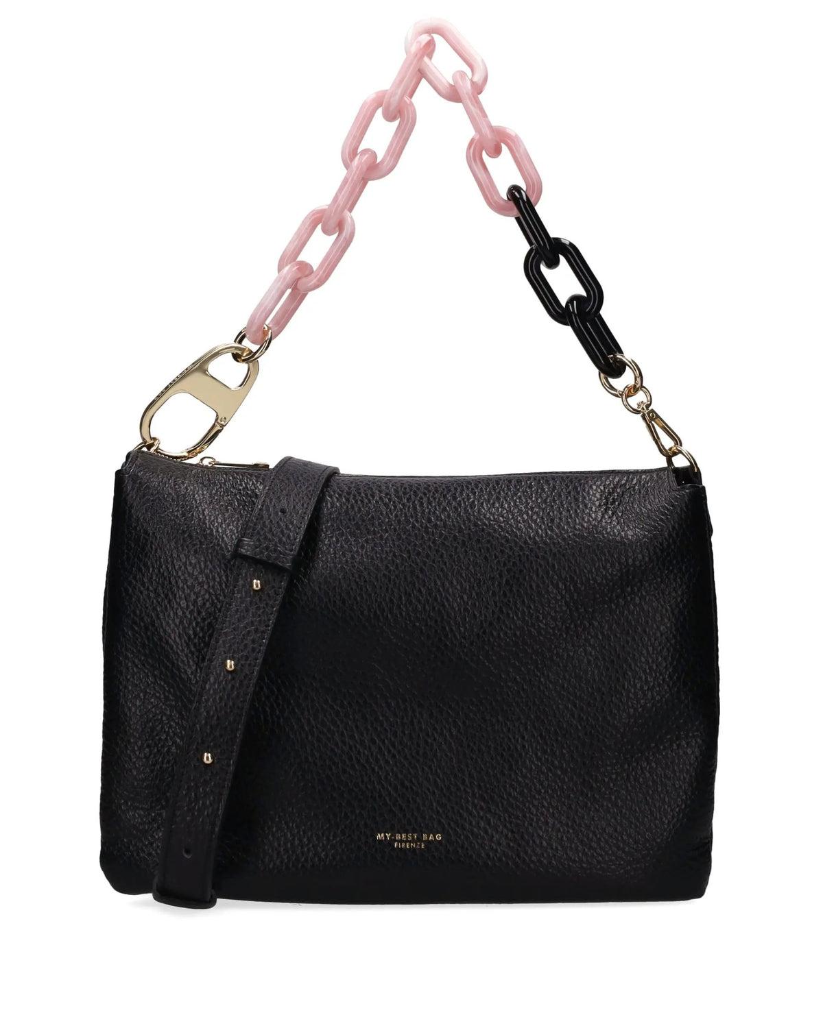 Borsa My Best Bag Firenze Reflex Macro Dollaro F2-MYB-3028L-D01 Nero Dettaglio Pelle