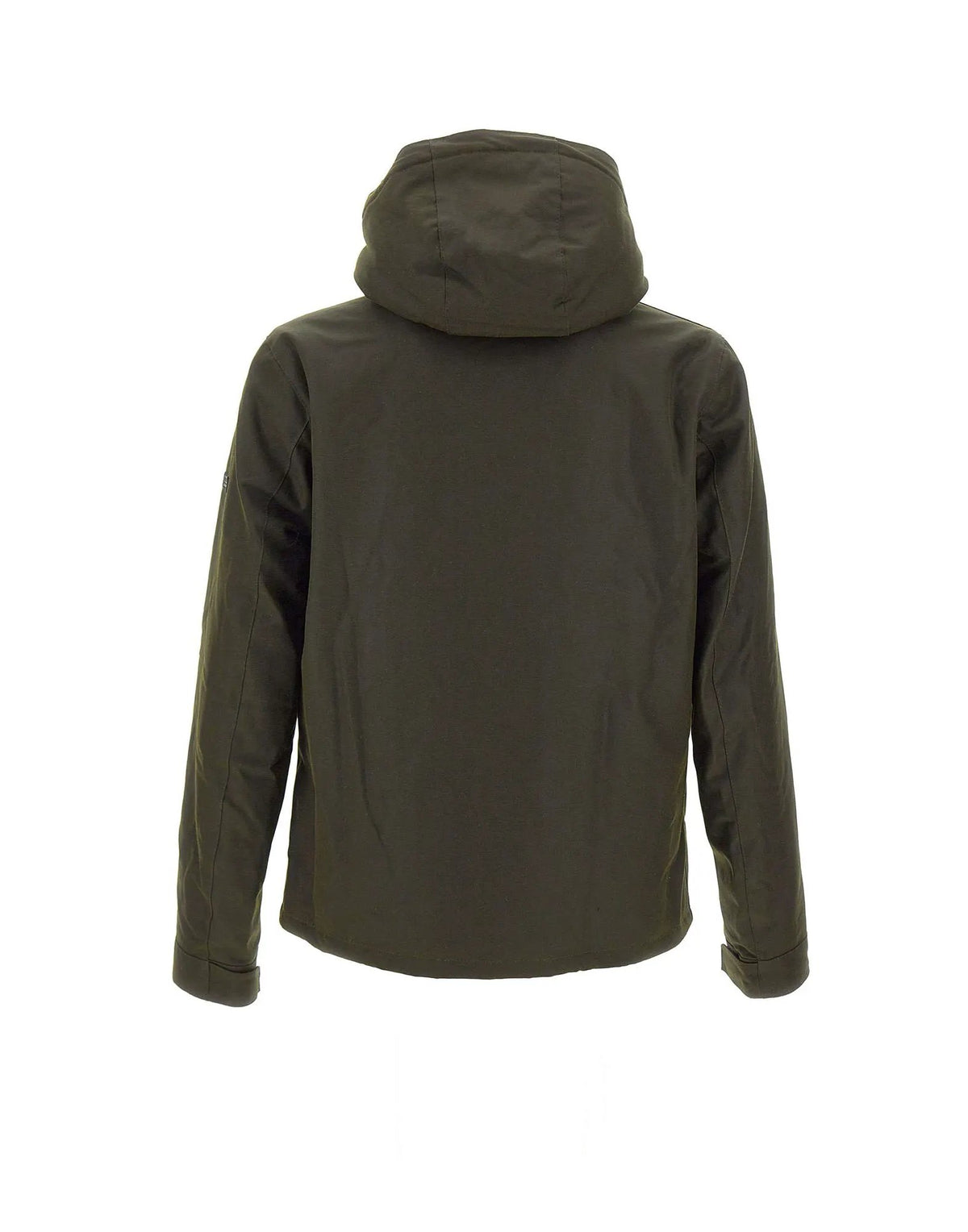 Dettaglio cappuccio e chiusura giacca Barbour Kevlar Wax MWX1372 Verde Oliva