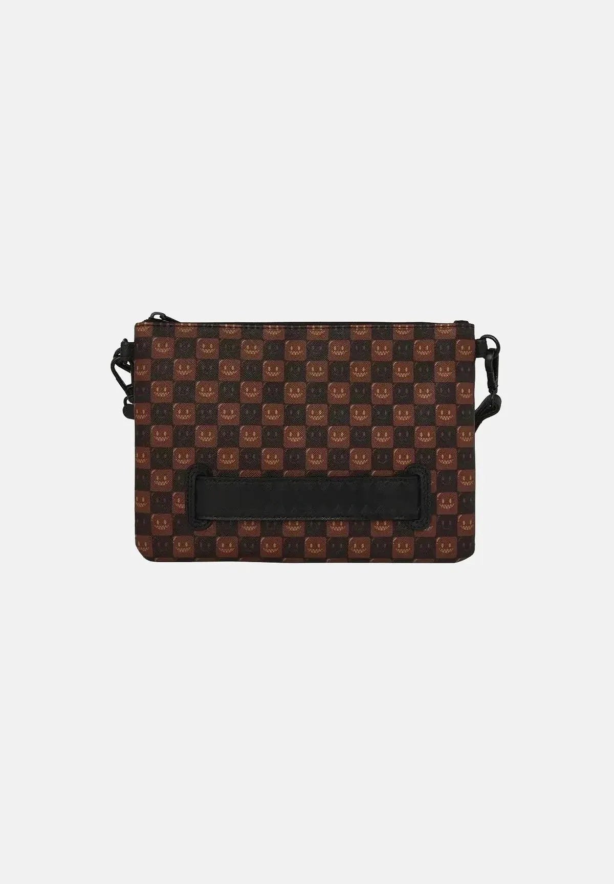 SPRAYGROUND B9307 CLUTCH SHARKS IN PARIS WTF BUBBLE BROWN CHECK CROSSOVER by SPRAYGROUND