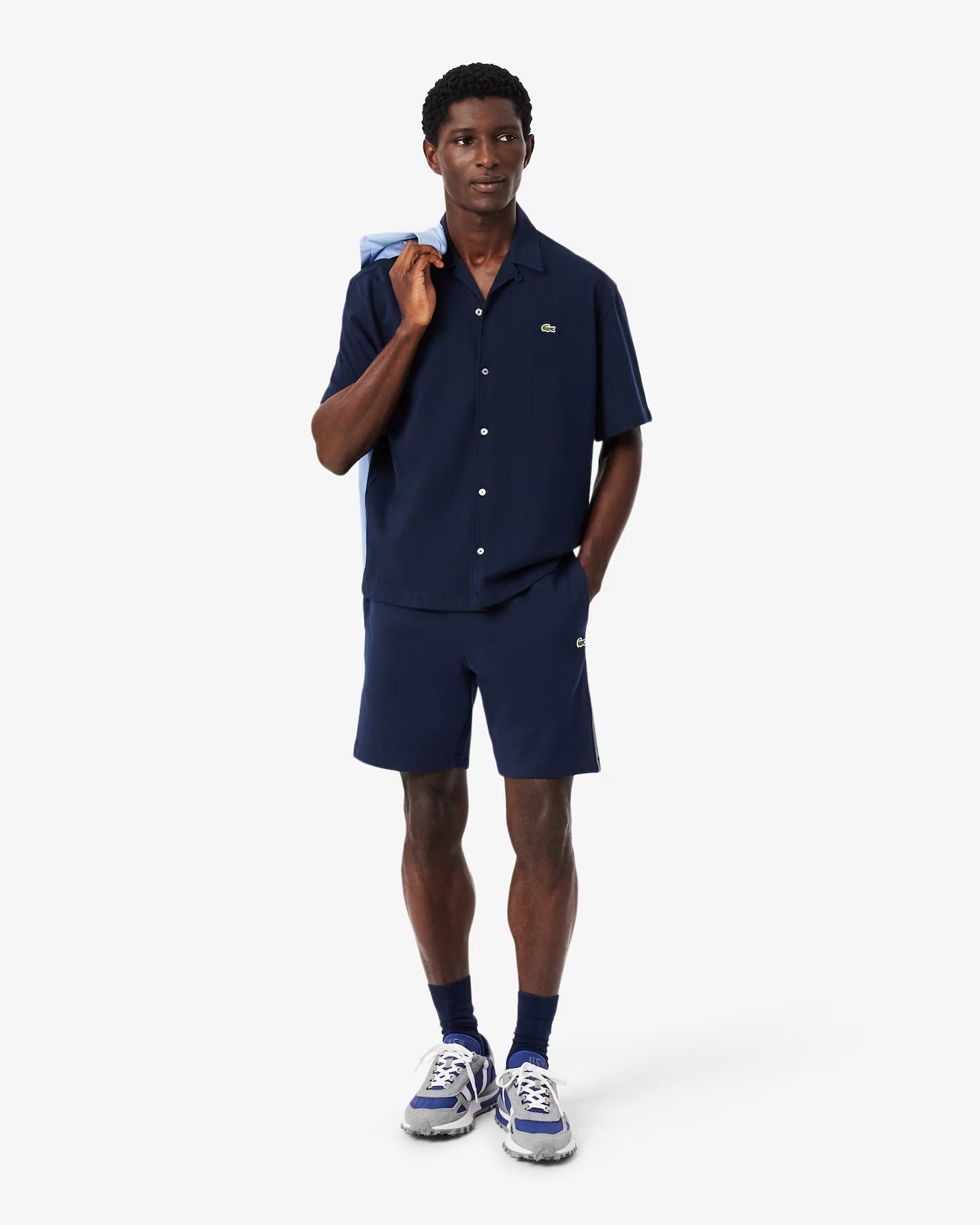 LACOSTE GH0886 166 BERMUDA Shorts in tessuto felpato con striscia con logo regular fit