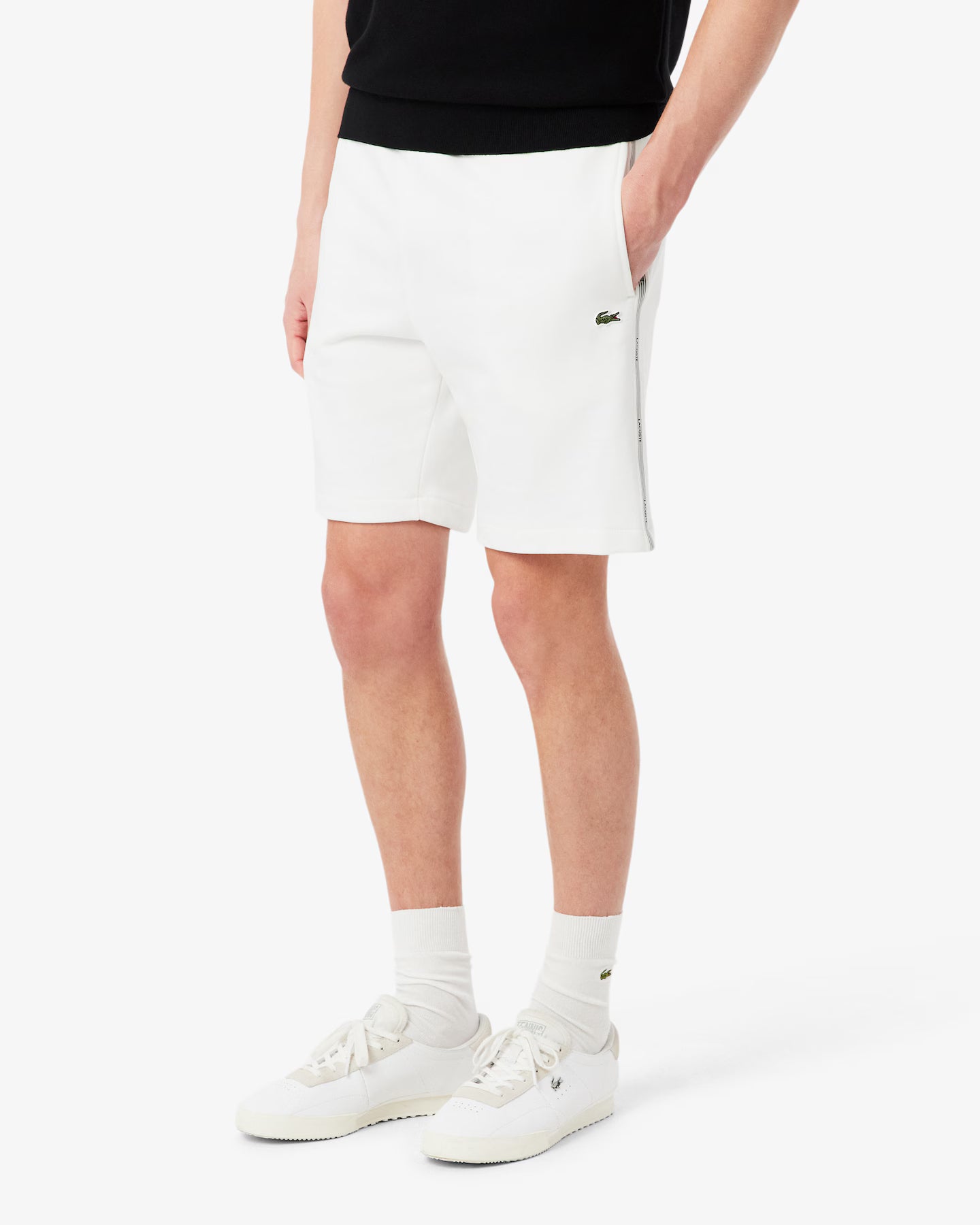 LACOSTE GH0886 70V BERMUDA Shorts in tessuto felpato con striscia con logo regular fit