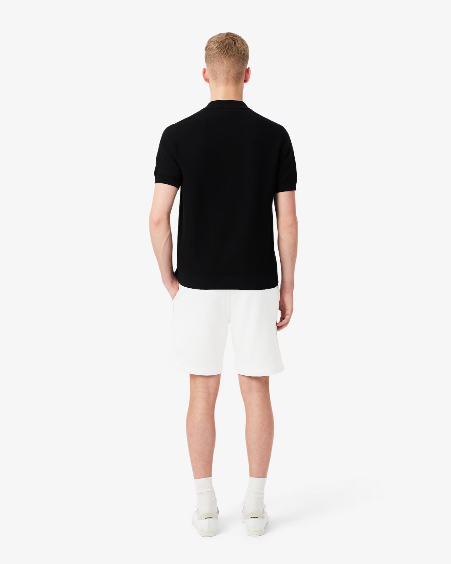 LACOSTE GH0886 70V BERMUDA Shorts in tessuto felpato con striscia con logo regular fit