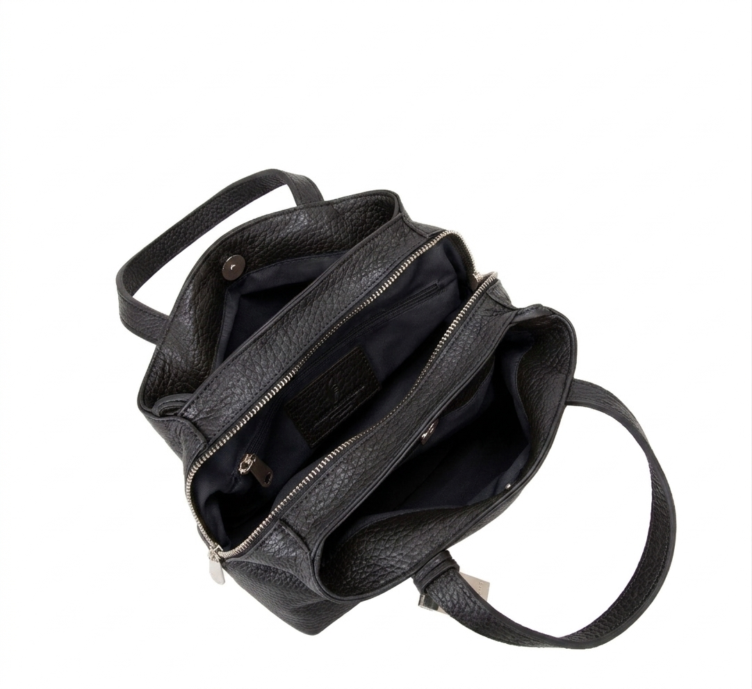 Pelletteria Veneta D26314-NERO HAND BAG Borsa a mano in pelle martellata