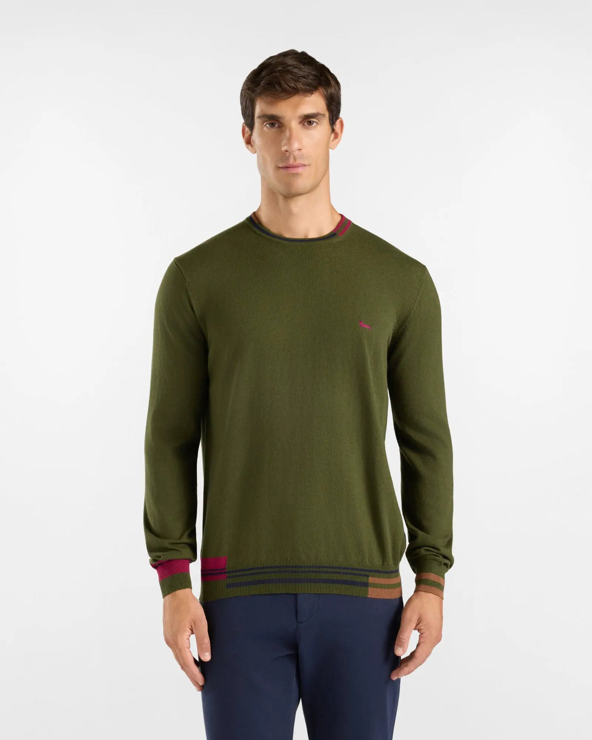 Maglia Uomo Harmont&Blaine color block coste Verde Sport HRR918030788 612 - Fronte