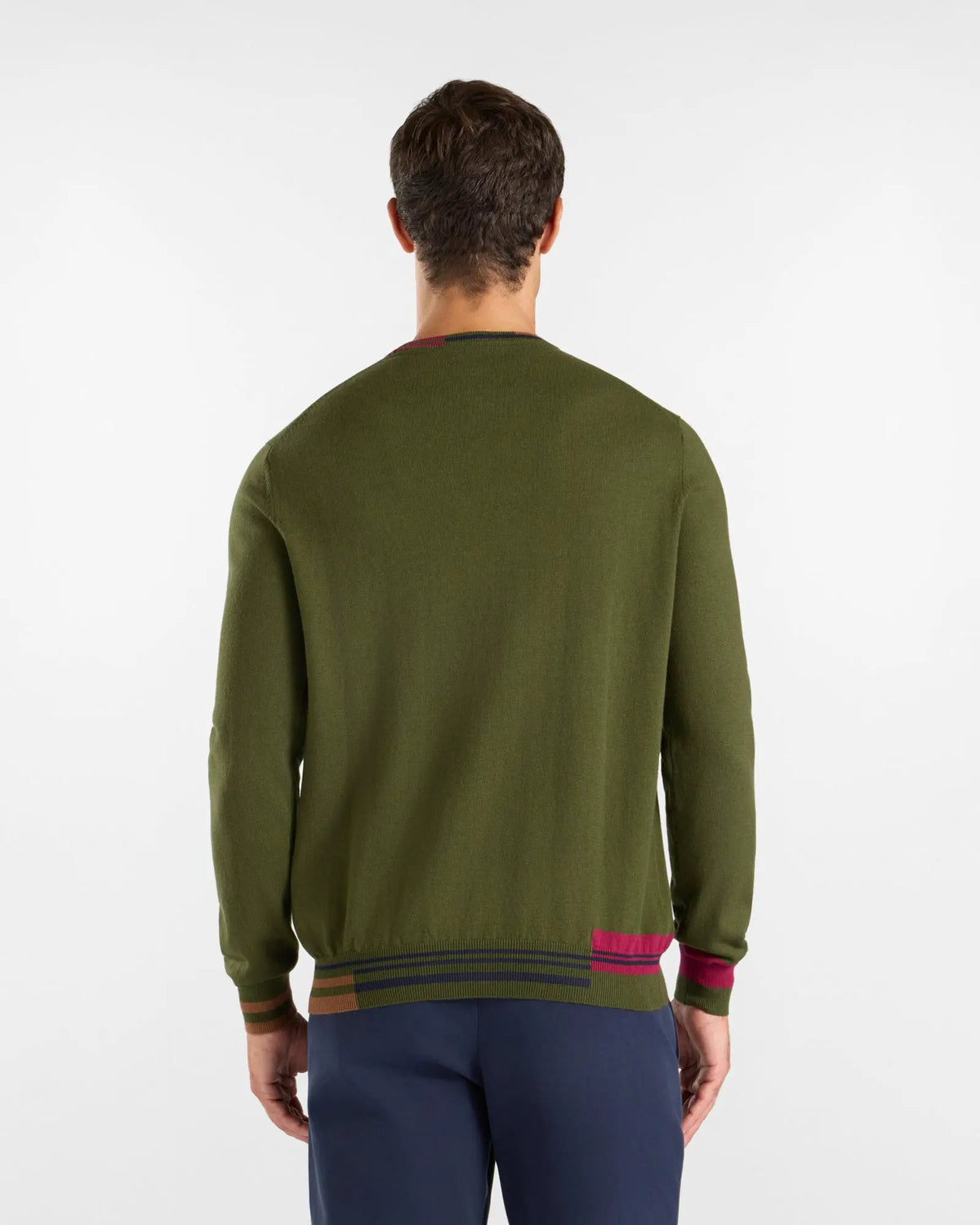 Maglia Uomo Harmont&Blaine color block coste Verde Sport HRR918030788 612 - Dettaglio petto e ricamo
