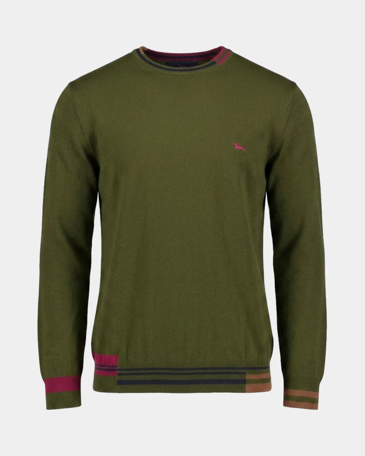 Maglia Uomo Harmont&Blaine color block coste Verde Sport HRR918030788 612 - Dettaglio filato e texture