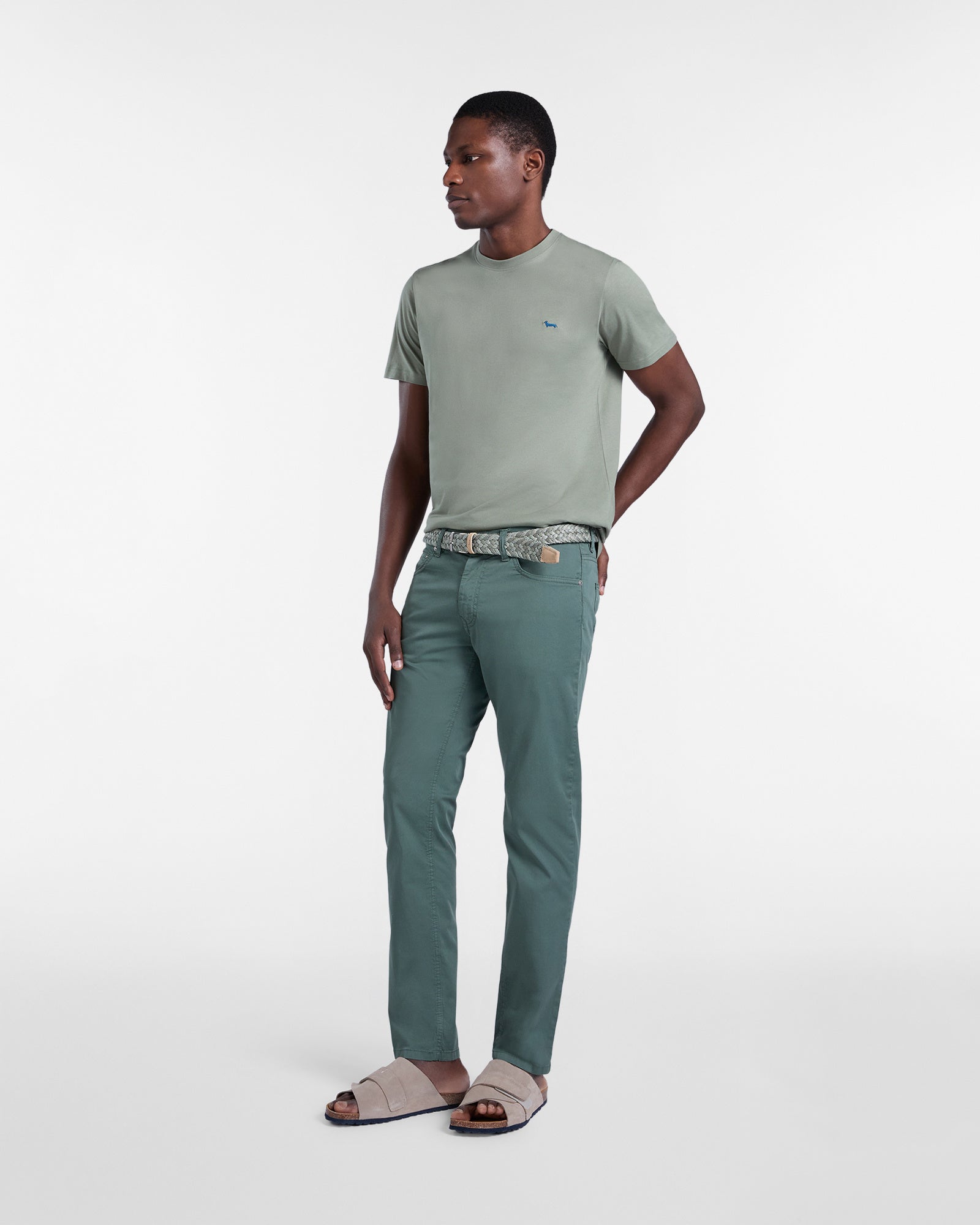 Maglietta basic Harmont&Blaine INQ001021055 631 con logo sul petto, tessuto morbido, stile casual e confortevole.