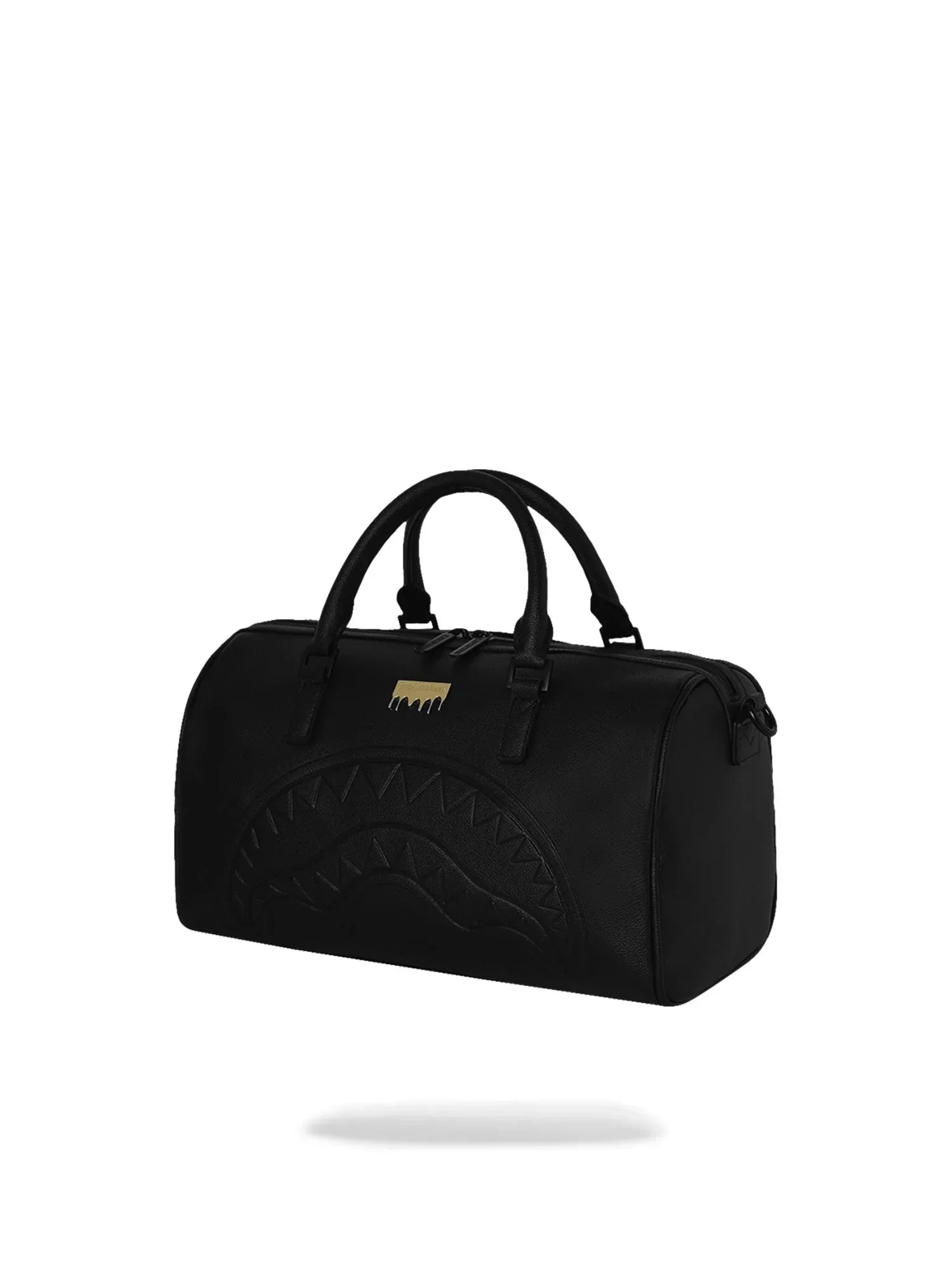 Borsone uomo in pelle nero con dettaglio decorativo, accessorio moda elegante