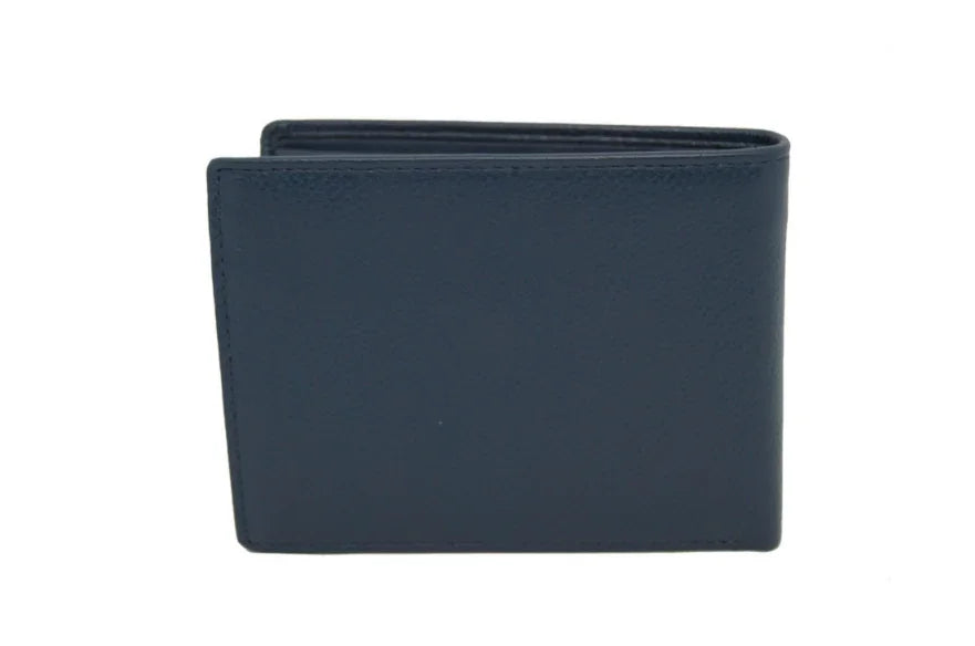 Portafoglio uomo in pelle blu, design elegante, accessorio moda Made in Italy
