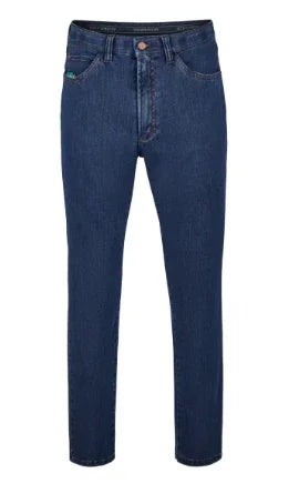 Jeans uomo in denim blu, taglio dritto, stile casual, abbigliamento moda uomo