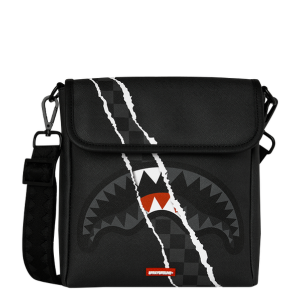 SPRAYGROUND B9349 CROSS BODY CENTER RIP REVEALING GRAY CHECK MESSENGER SLING by SPRAYGROUND