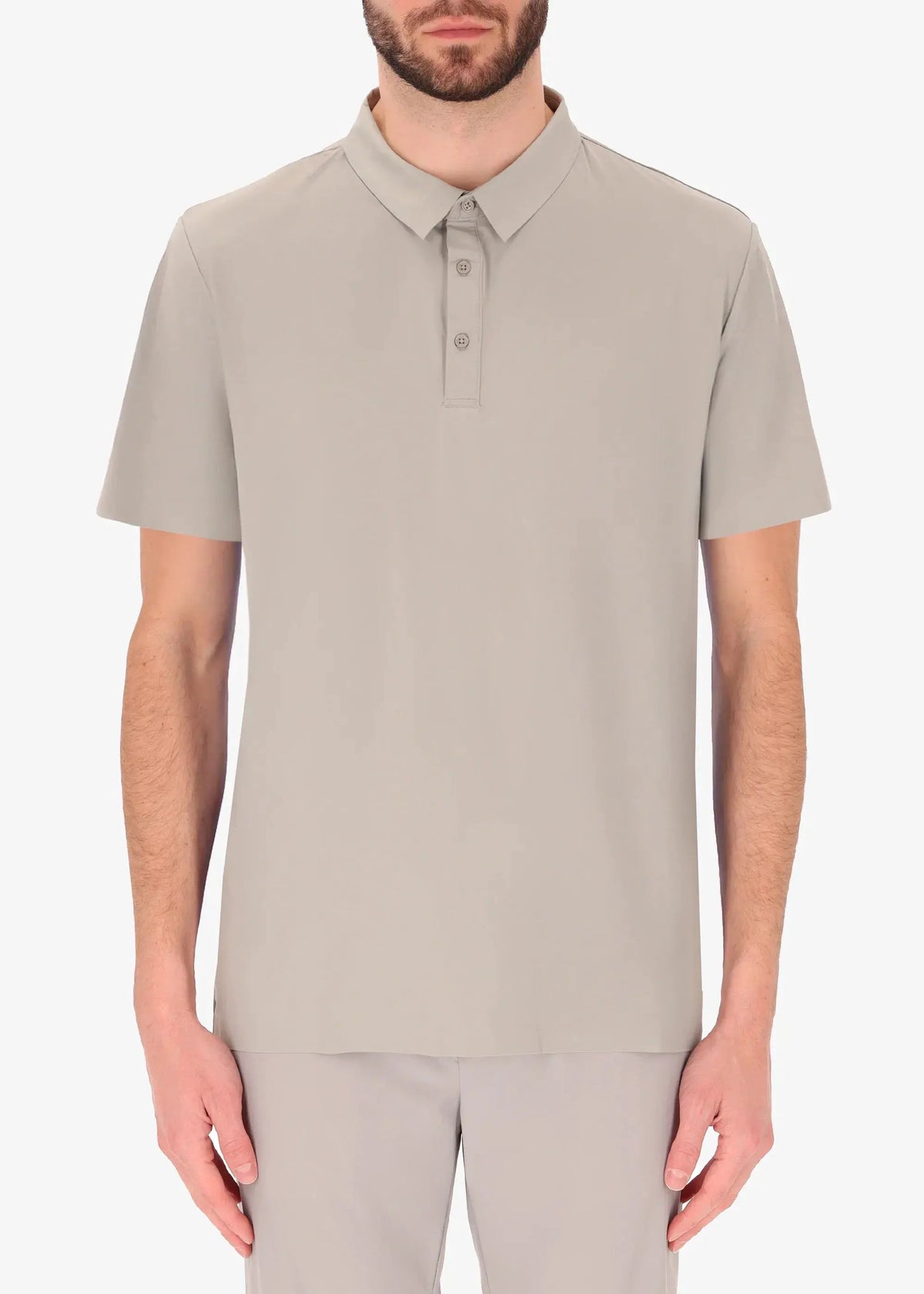 Polo uomo manica corta grigio chiaro in jersey, vestibilità regolare, stile casual elegante