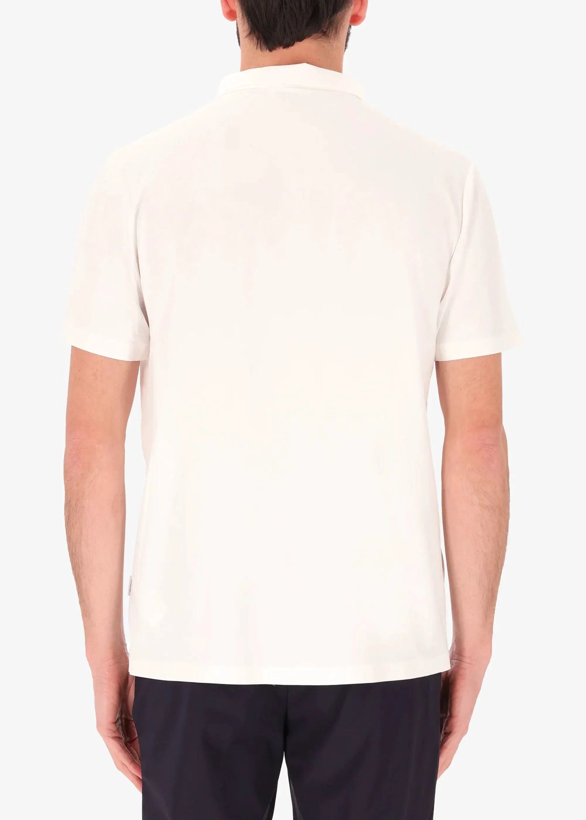 Polo uomo bianca a maniche corte vista posteriore, stile casual elegante