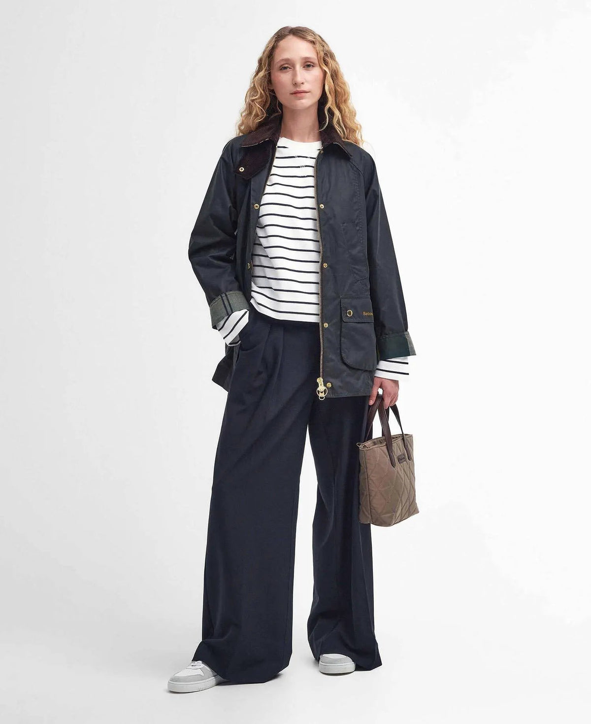Barbour Modern Beadnell Waxed Jacket LWX1402 SG51 - "get the look" styling, Sage Ancient