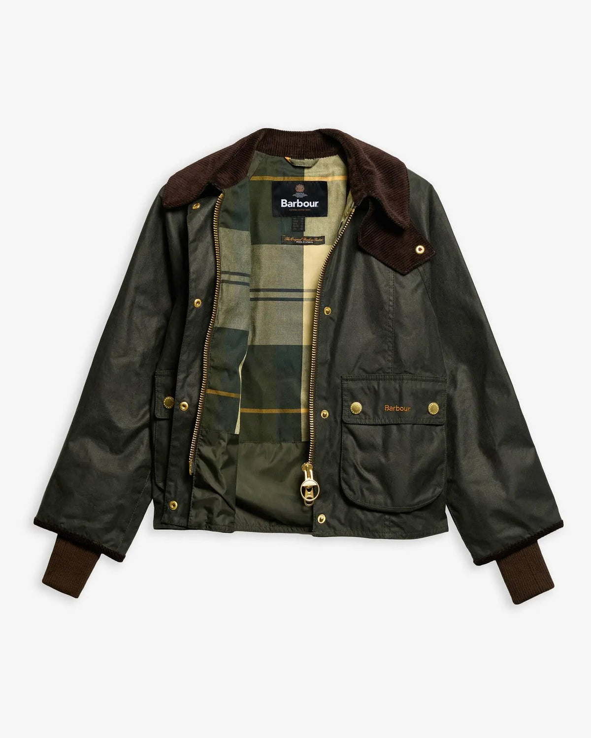 Barbour Cropped Beadnell Waxed Jacket LWX1403 SG51 Sage - dettaglio collo