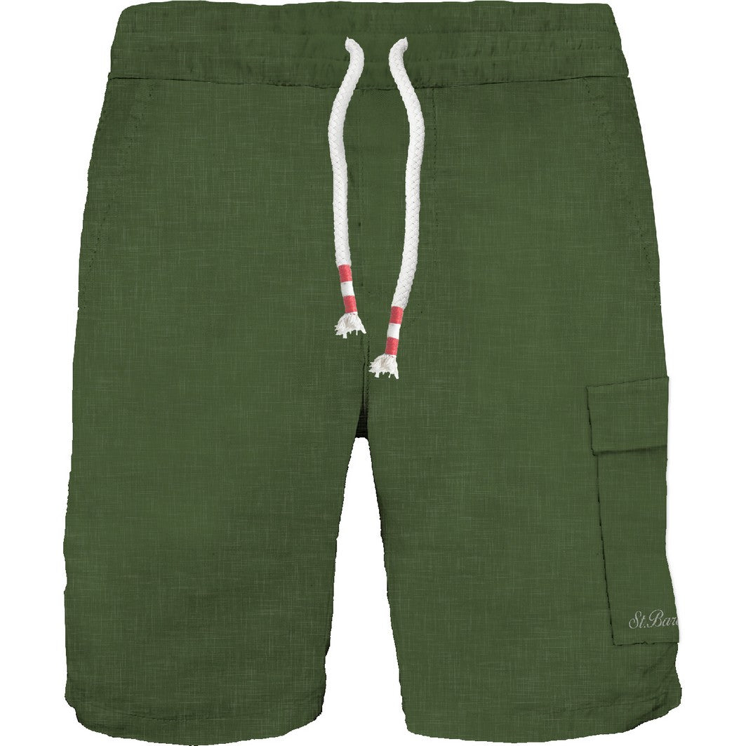 Shorts bermuda Saint Barth Marseille in lino militare, con dettaglio in stile casual e tessuto resistente, perfetti per l’estate.