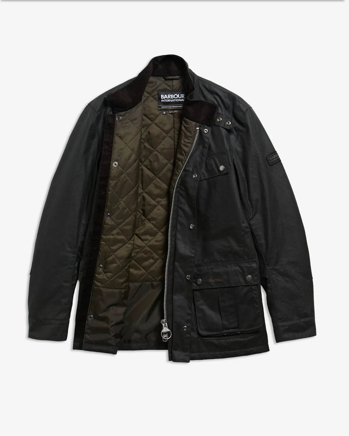 Dettaglio toppe di rinforzo sui gomiti Barbour Duke Wax Jacket