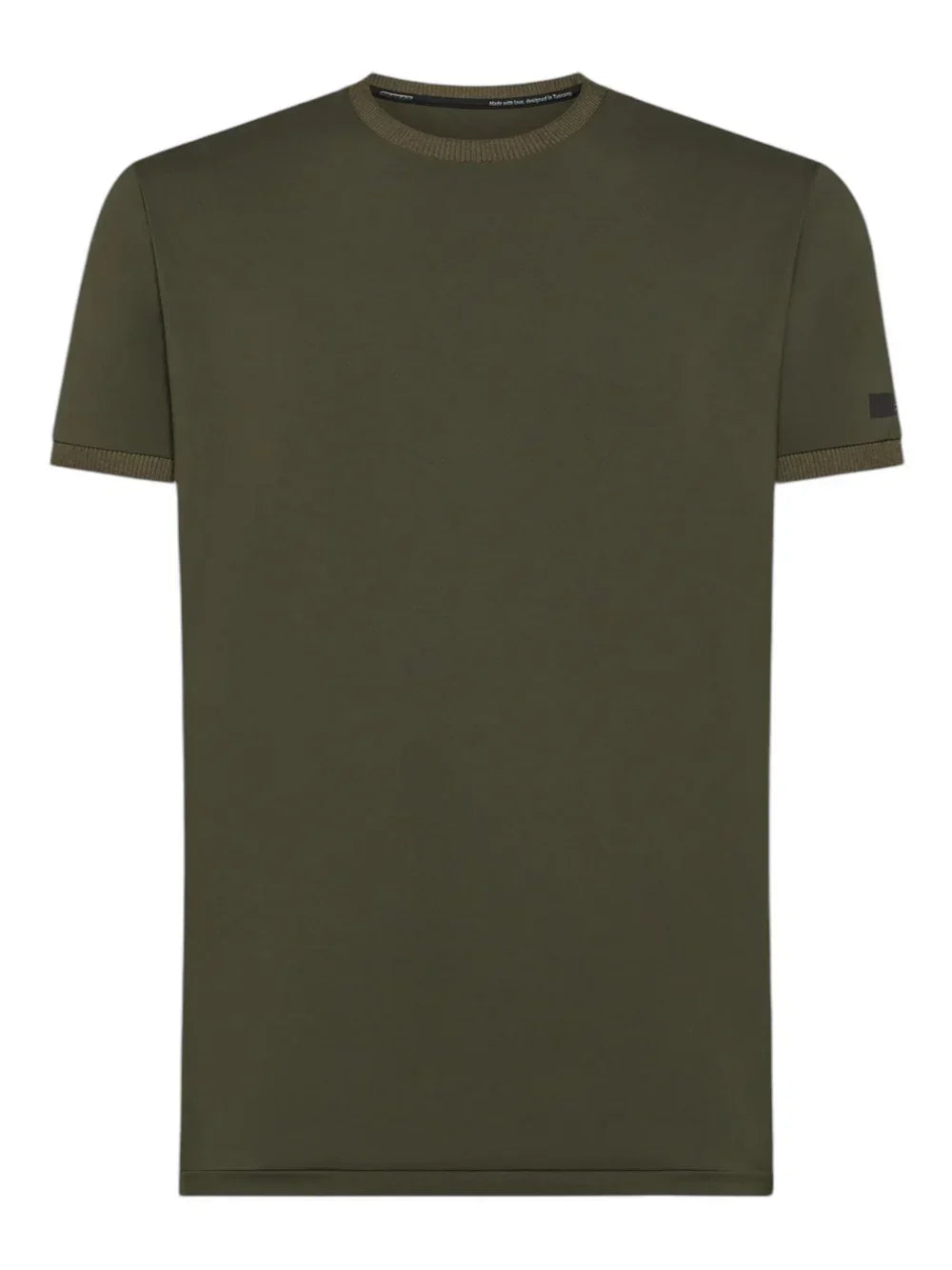T-shirt uomo verde militare, maniche corte, design minimal chic, moda Made in Italy