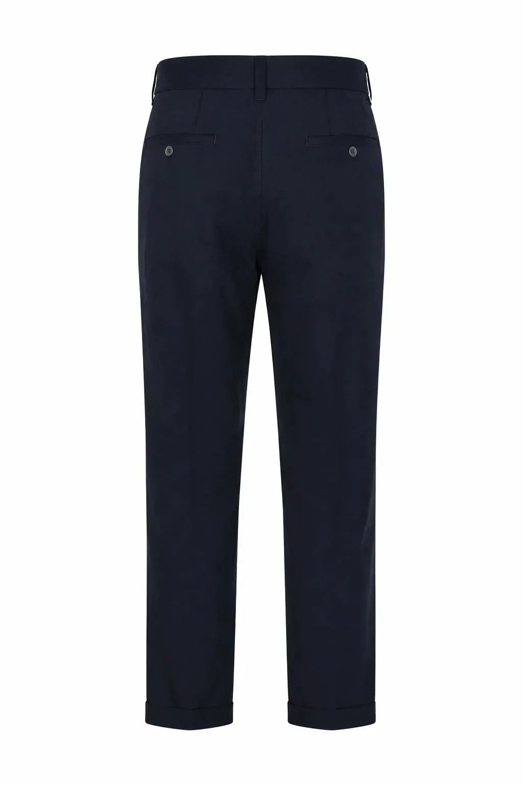 Pantaloni uomo eleganti blu scuro, tasche posteriori a filetto, vestibilità moderna