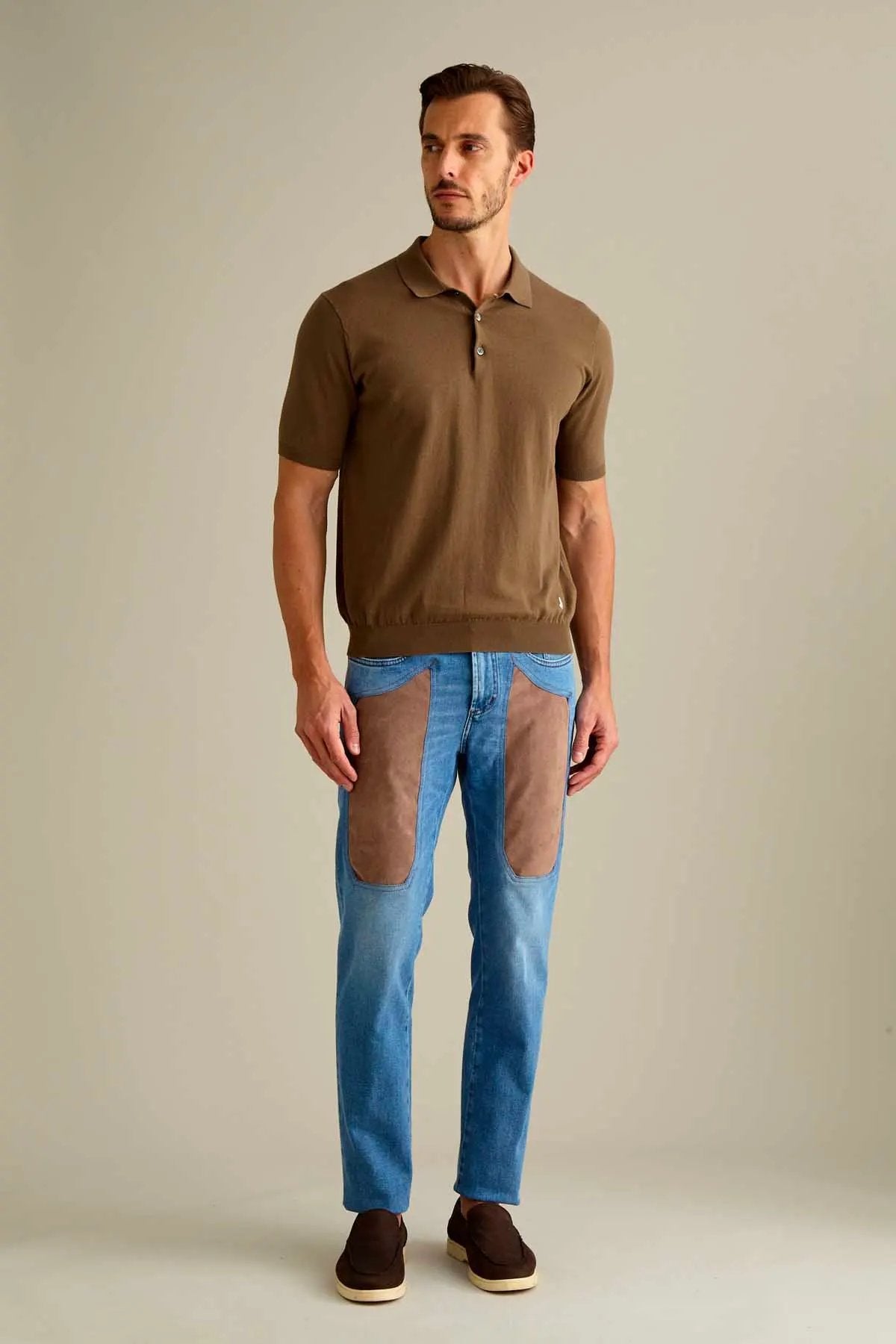 JEANS – JOHN – TOPPA ALCANTARA® BEIGE CHIARO DENIM SLIM FIT by JECKERSON