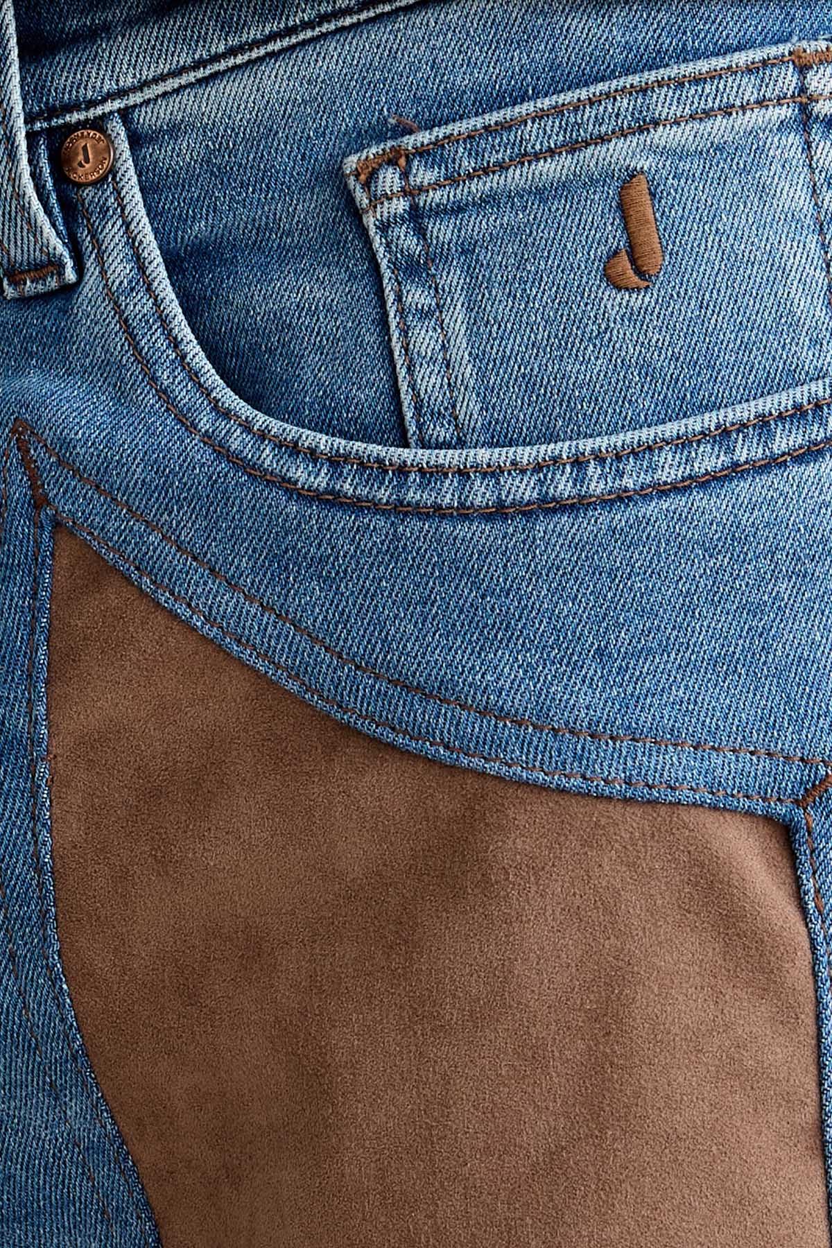 JECKERSON PA077JOHN002 DENI043 D148B JEAN JOHN 5 POCHES ÉCUSSON ALCANTARA BEIGE