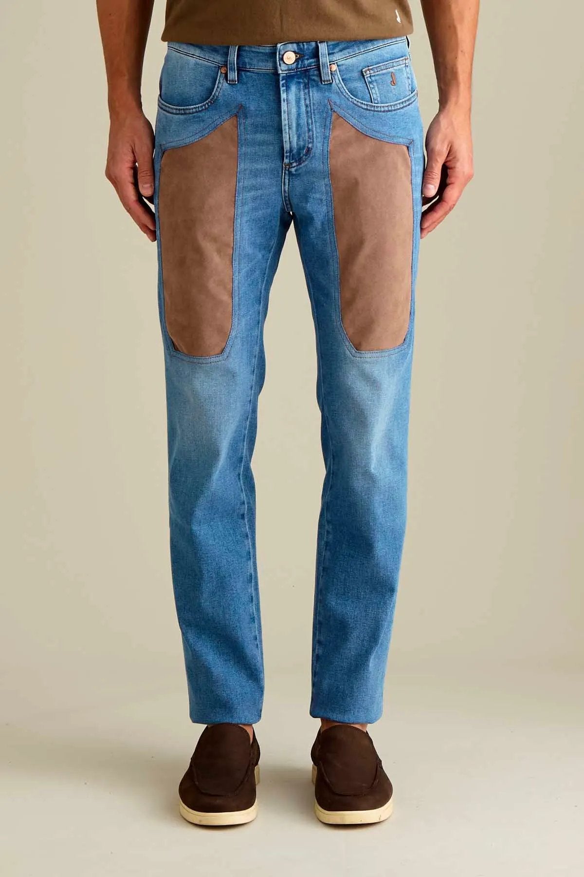 JEANS – JOHN – TOPPA ALCANTARA® BEIGE CHIARO DENIM SLIM FIT by JECKERSON