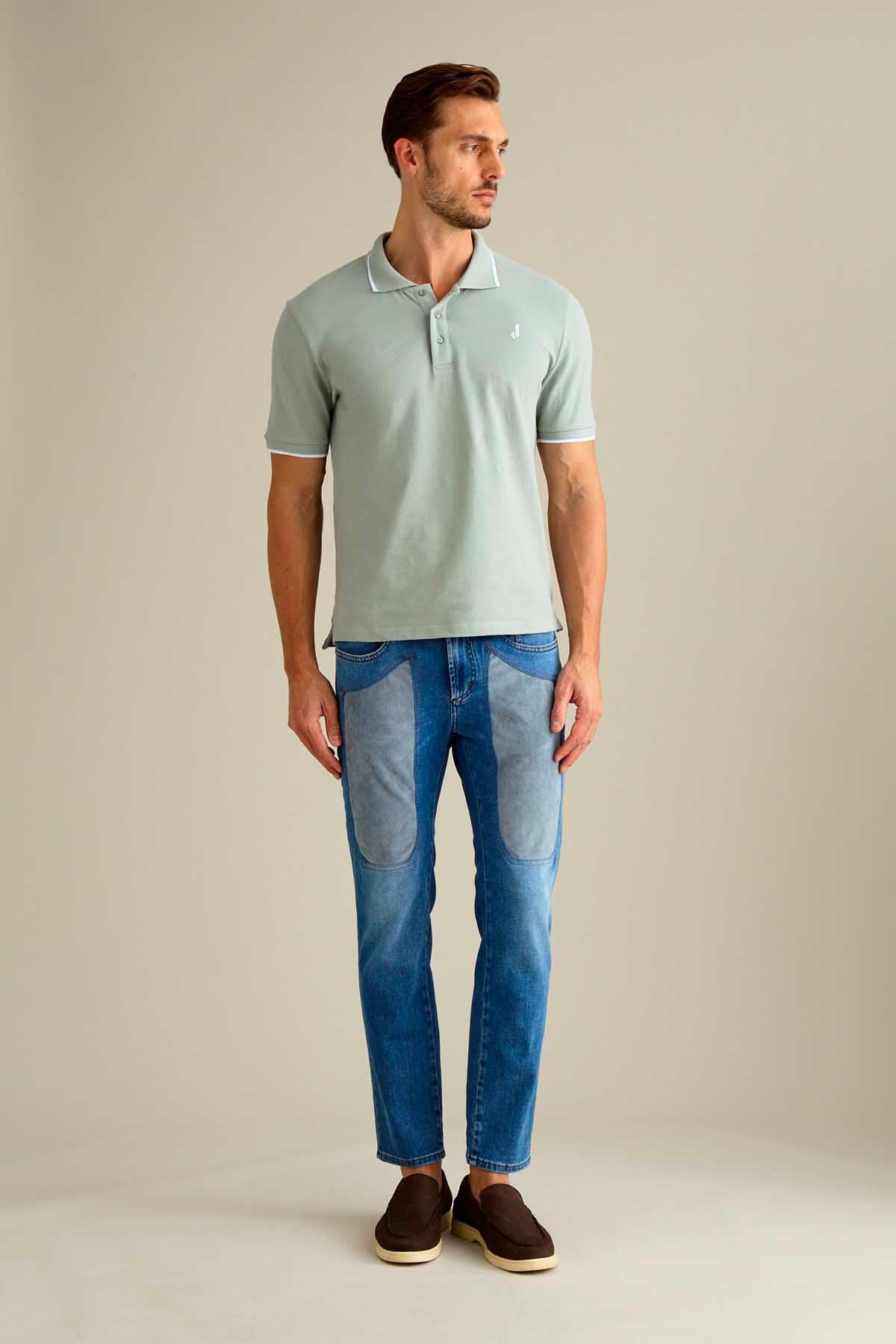 JECKERSON PA077JOHN002 DENI043 D148D JEAN JOHN 5 POCHES ÉCUSSON ALCANTARA POUSSIÈRE