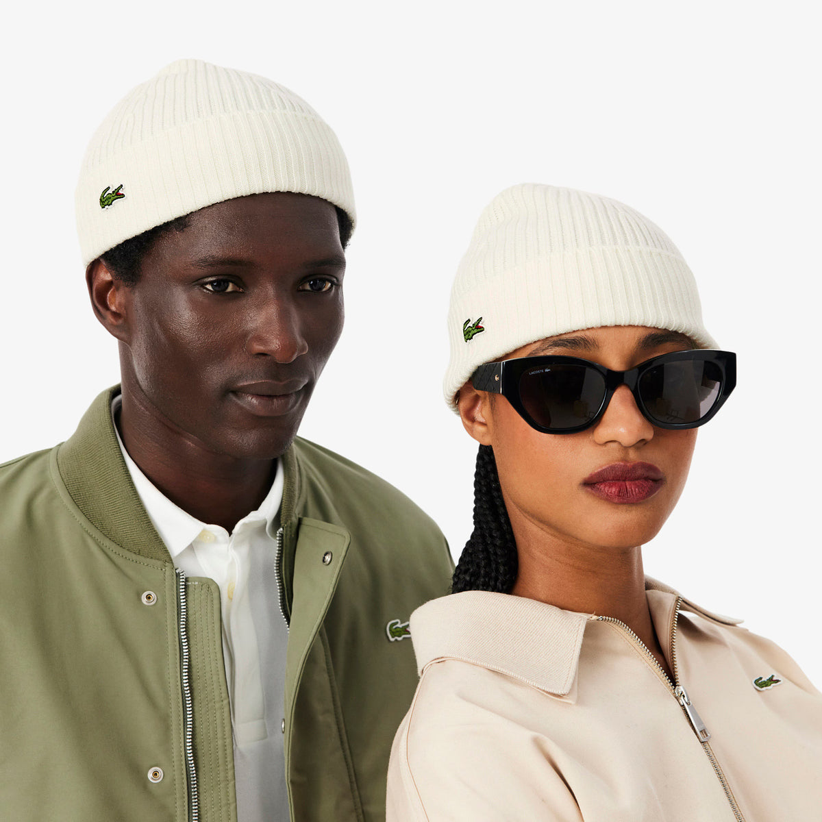 LACOSTE RB001 70V BEANIE in lana spazzolata a costine