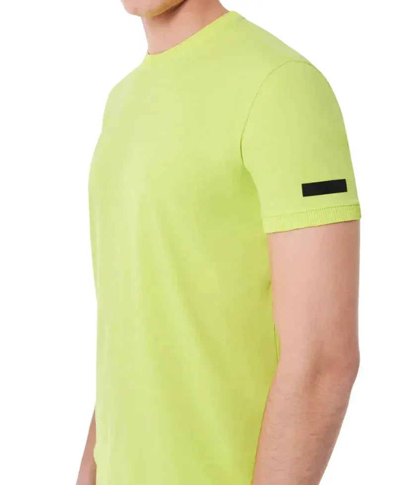 T-shirt uomo verde acido a maniche corte con dettaglio nero sulla manica