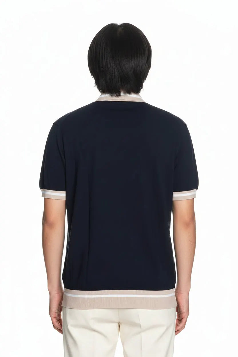 Peuterey Rolle Polo Uomo Cotone Tricot Dettagli Contrasto Blu by PEUTEREY