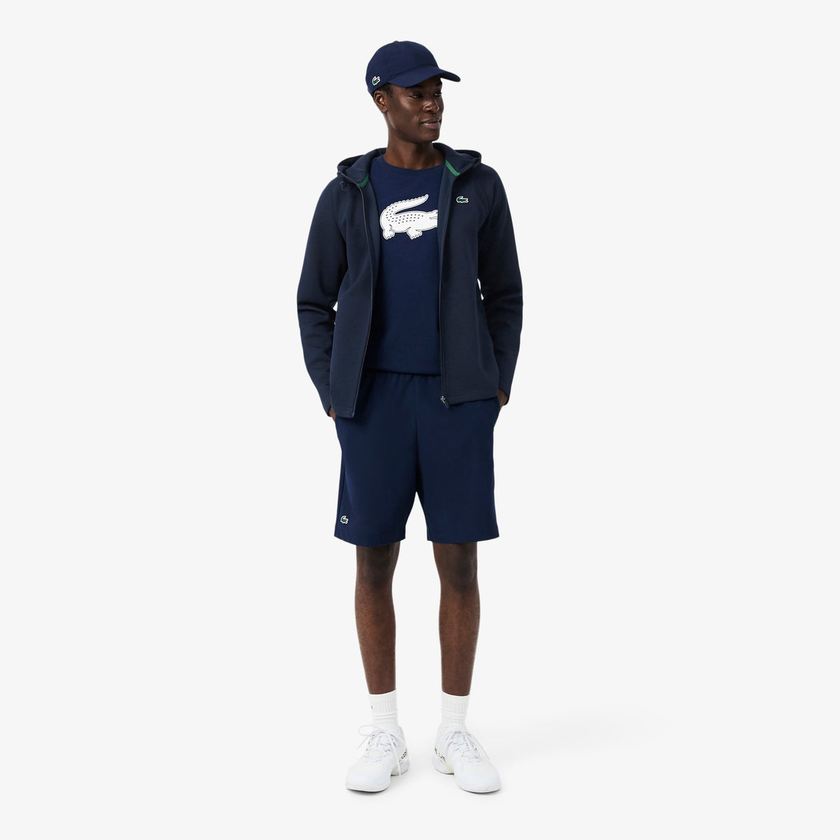 Felpa sportiva elasticizzata con cappuccio e zip LACOSTE SH0152 166, morbida e comoda, in tessuto di alta qualità.