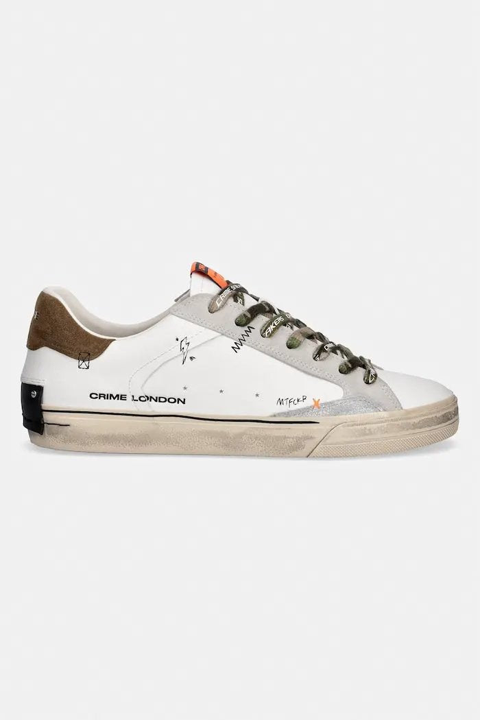 Crime London Sneaker Distressed 19071PP8.10 Bianco Cuoio - Vista Angolare