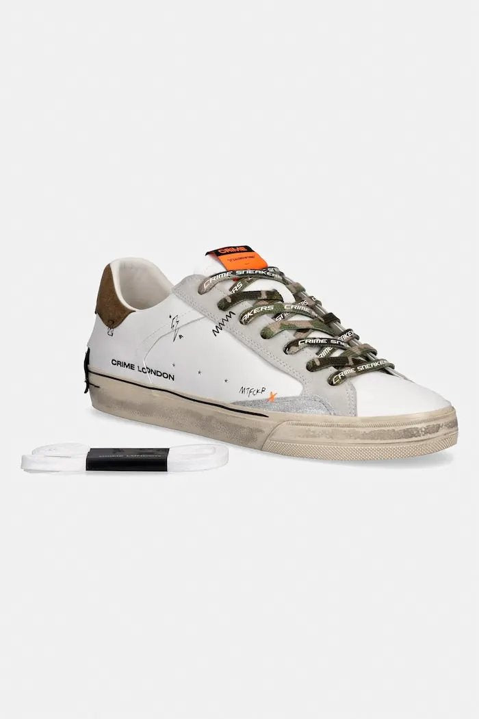 Crime London Sneaker Distressed 19071PP8.10 Bianco Cuoio - Battistrada Suola