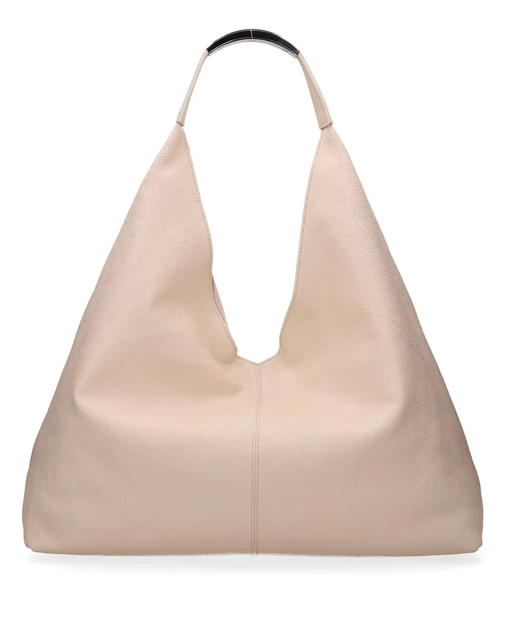Borsa a spalla donna beige in pelle morbida, design moderno, accessorio moda elegante