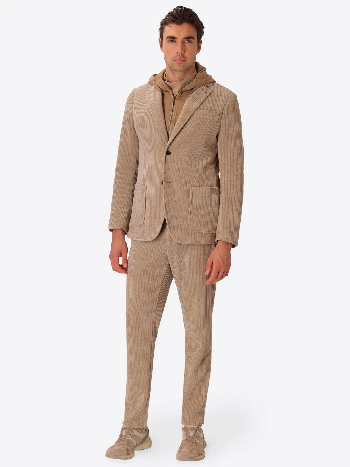 Outfit completo con Giacca Distretto12 Torino in velluto Cacha Cammello