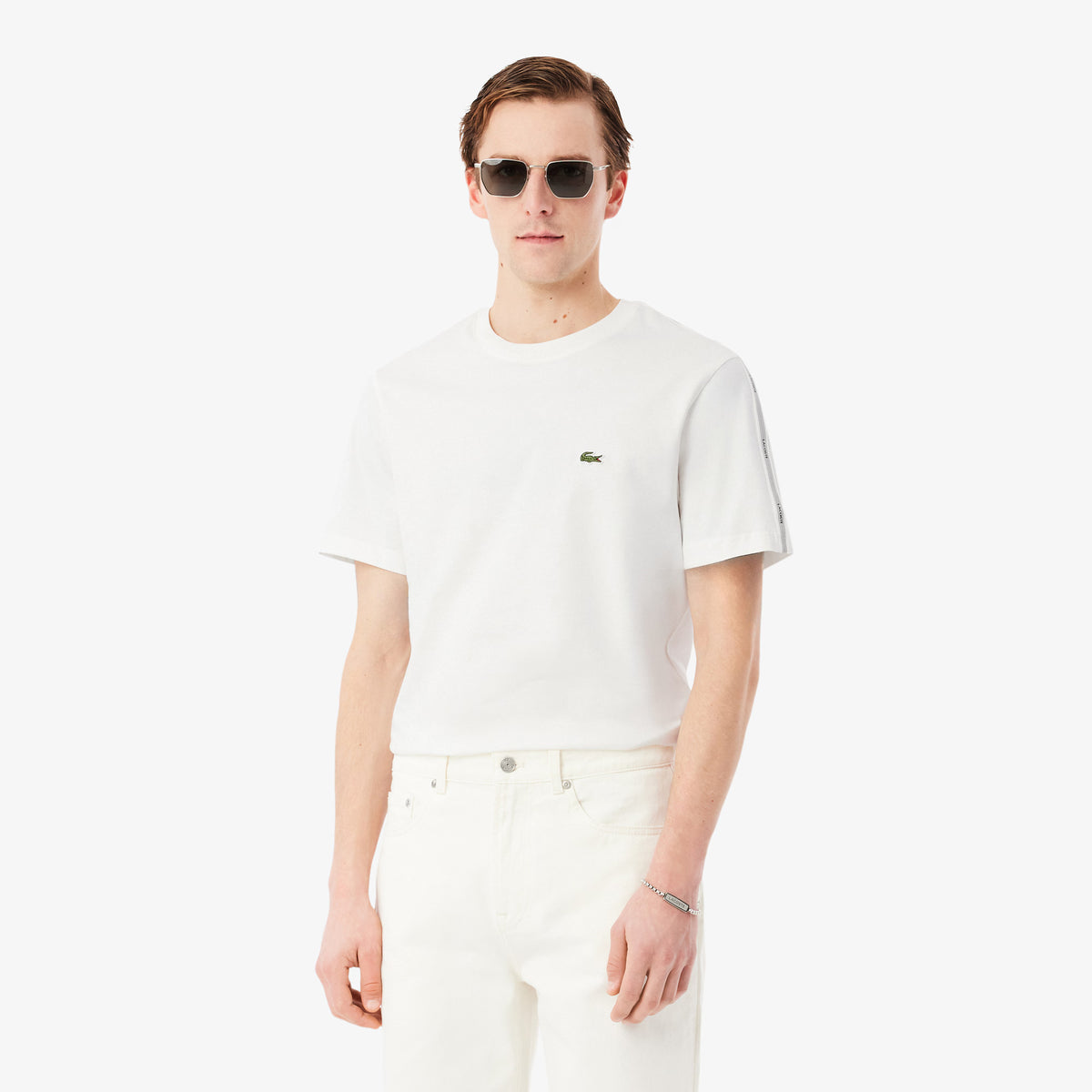LACOSTE TH0888 70V T-SHIRT con fascia a righe con marchio by LACOSTE