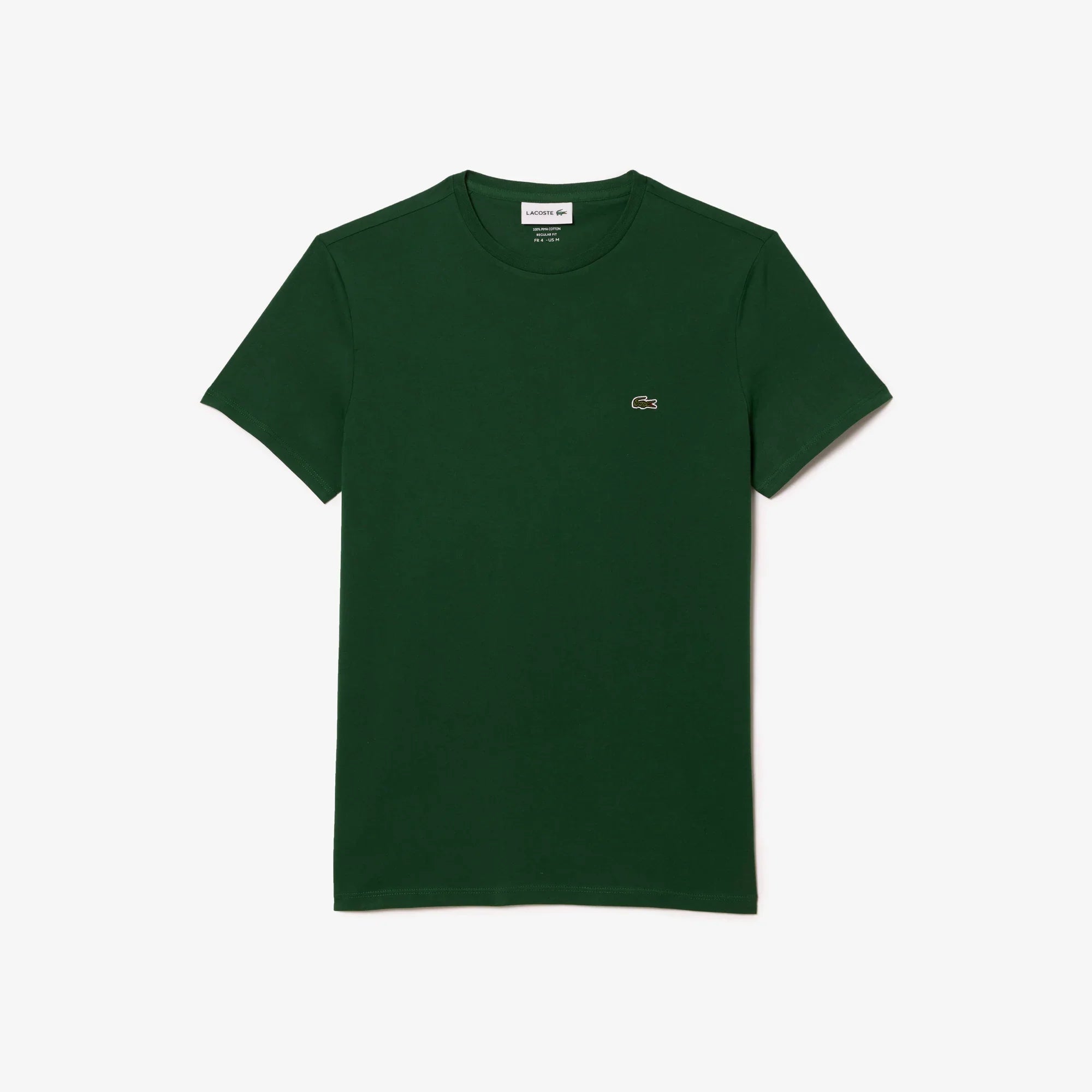 T-shirt verde scuro uomo in cotone con logo piccolo, stile casual elegante.