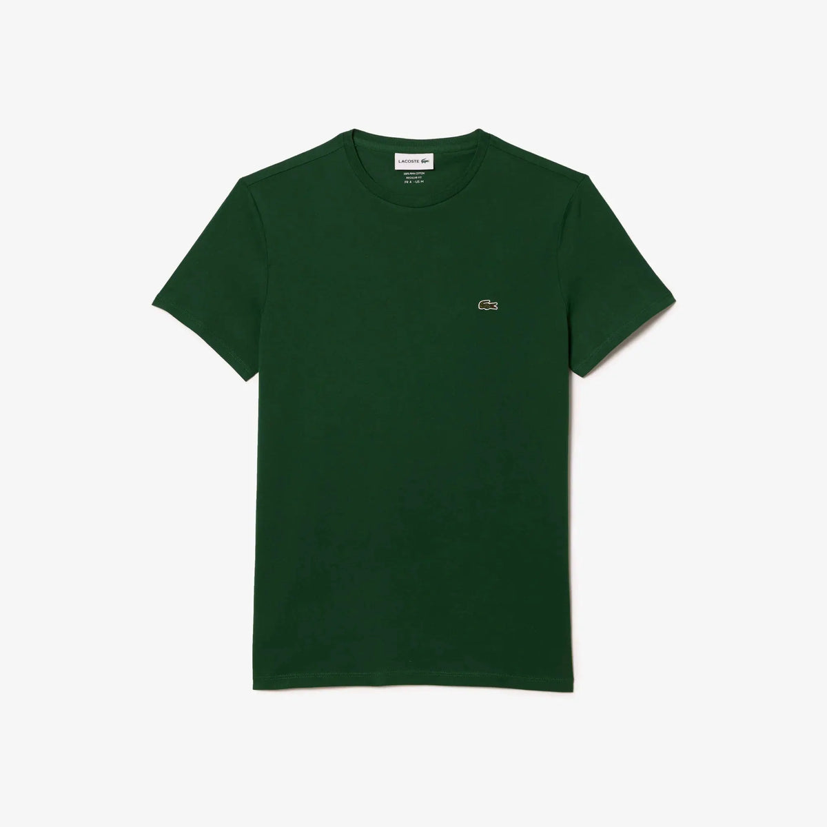 T-shirt verde scuro uomo in cotone con logo piccolo, stile casual elegante.