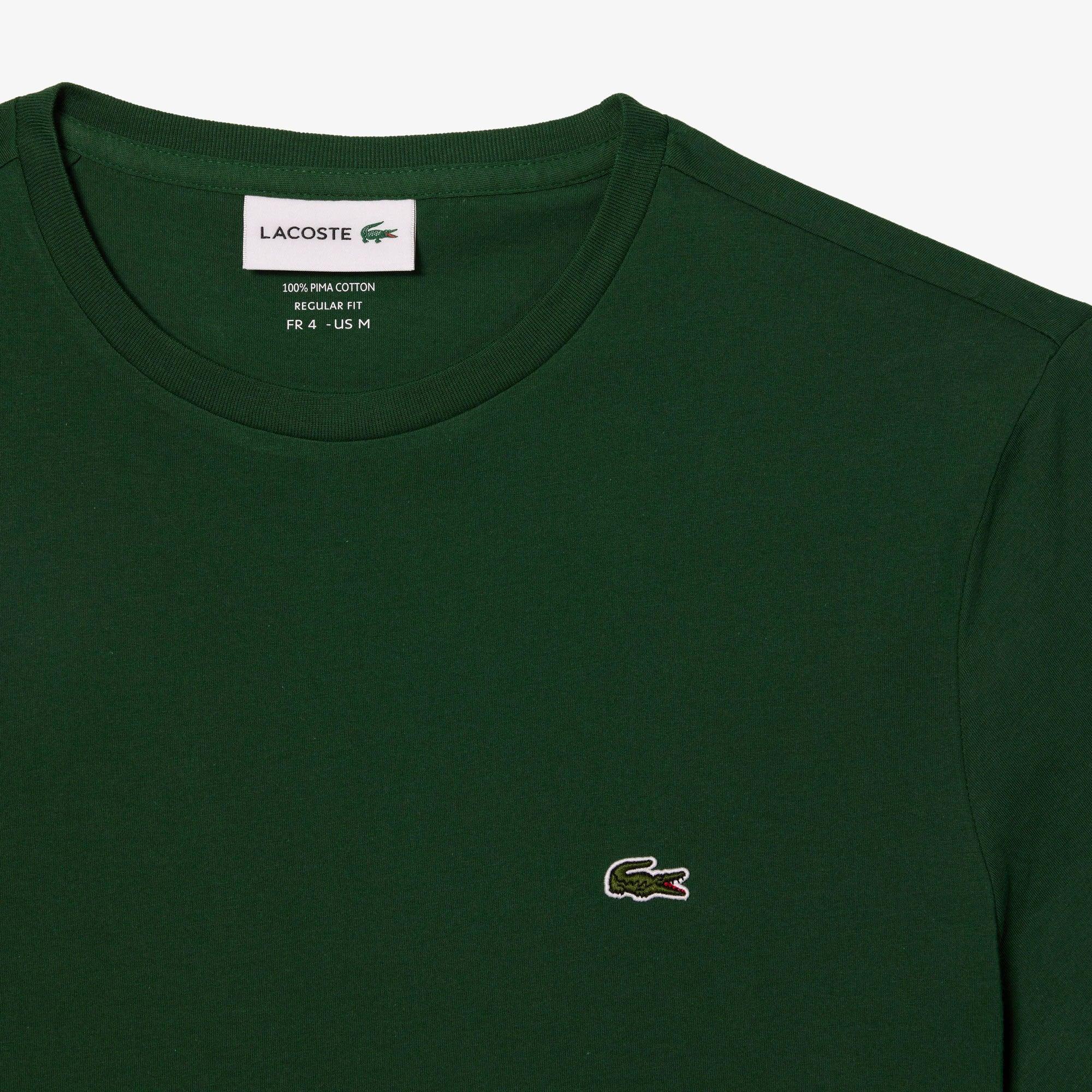 T-shirt verde uomo in cotone con logo ricamato, girocollo, stile casual elegante